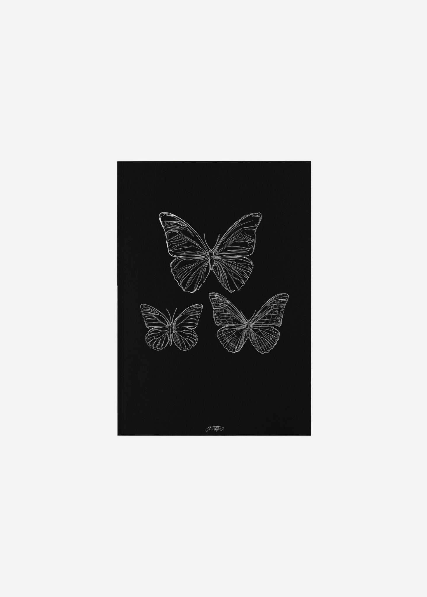 les papillons - noir / line art n.38 Fine Art Print