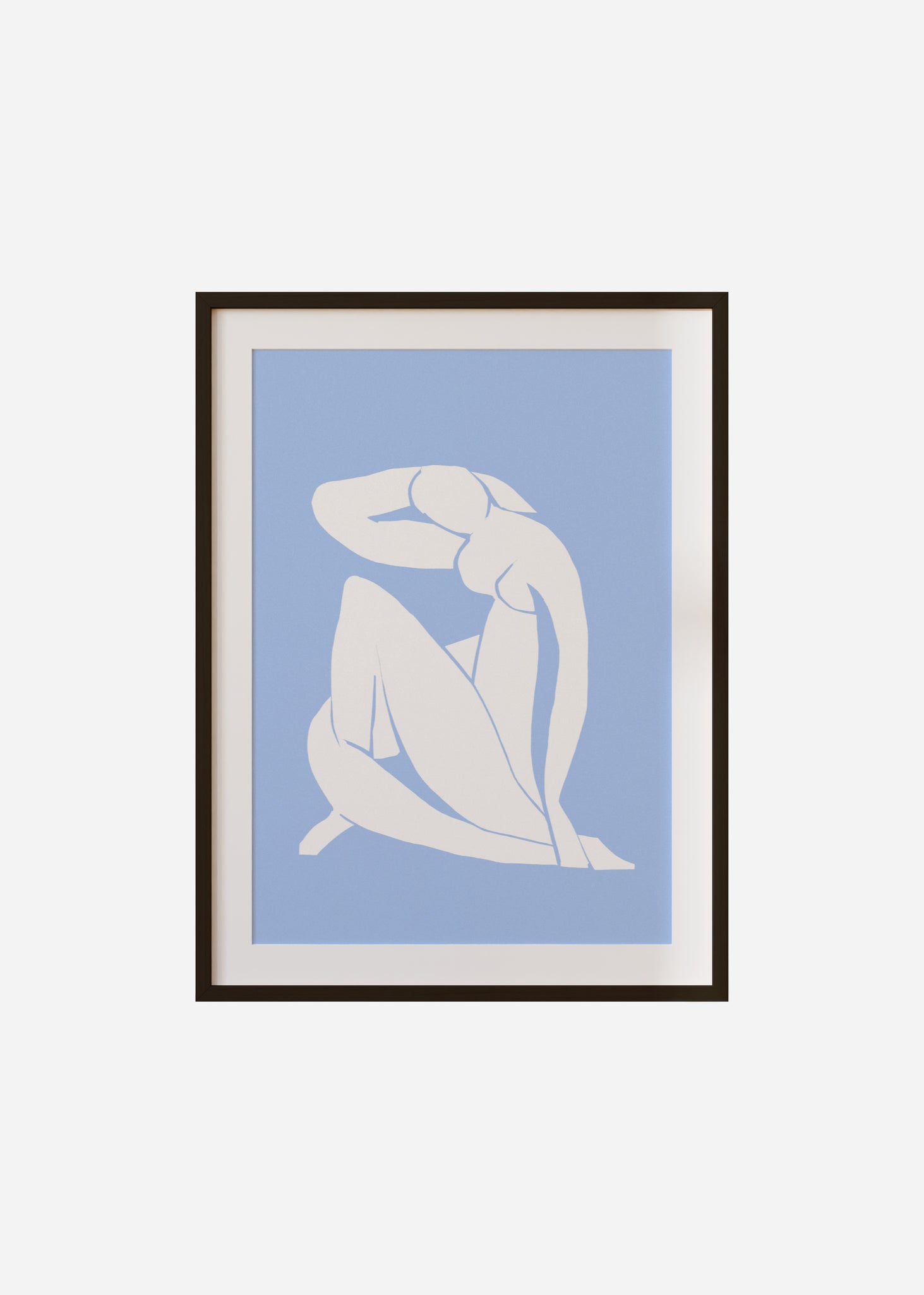 nude cut out / light blue Framed & Mounted Print