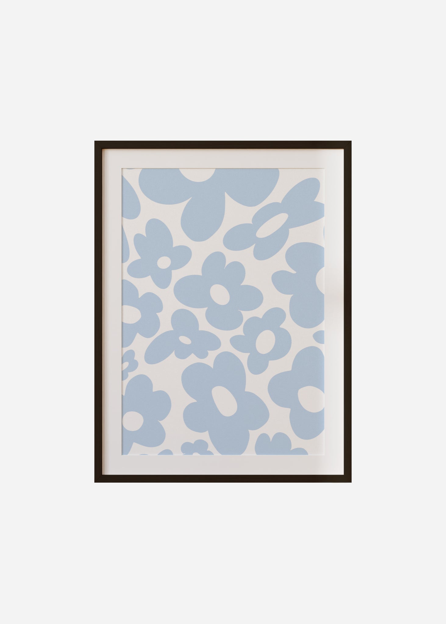 Retro flowers / Baby Blue Framed & Mounted Print
