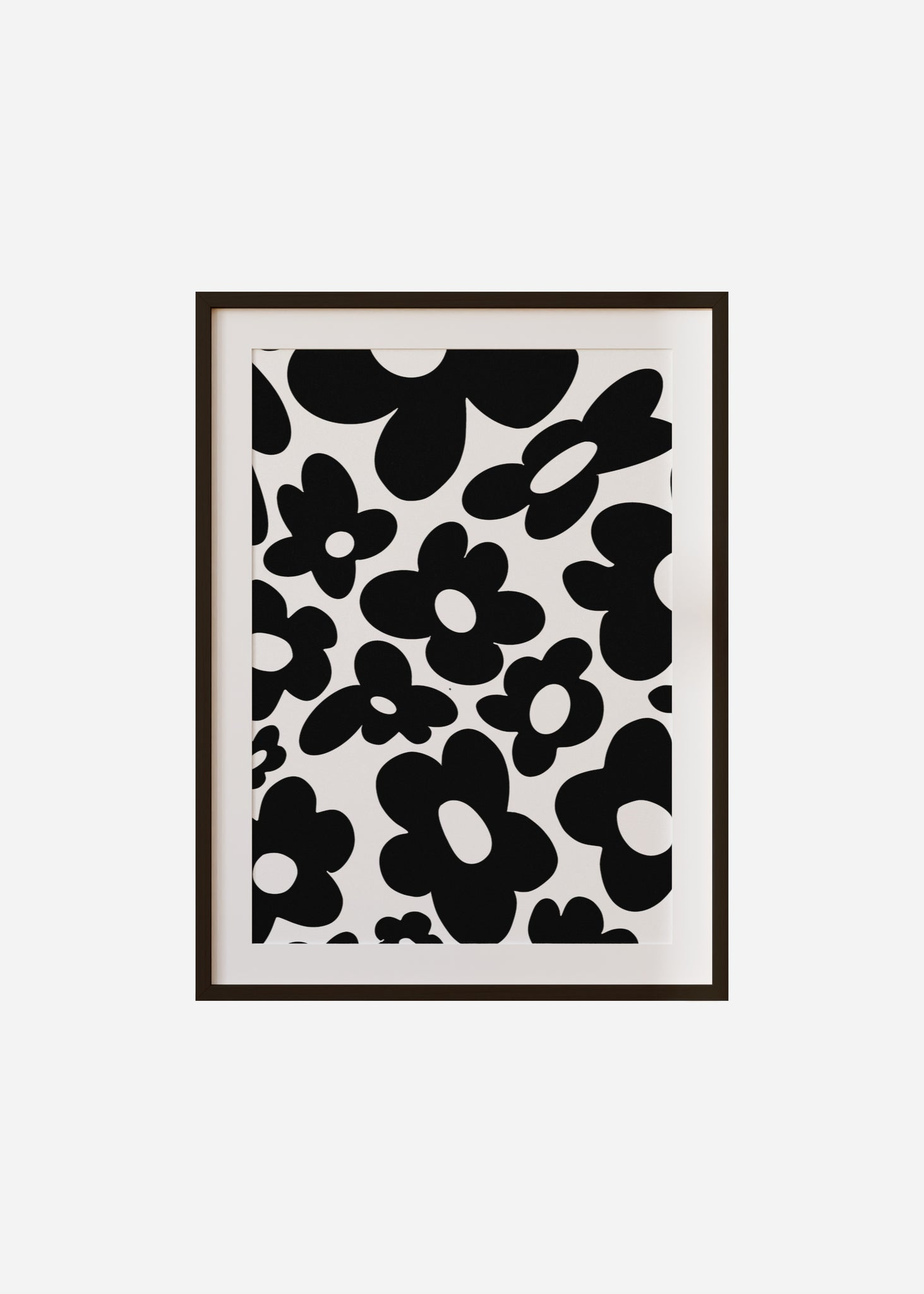Retro flowers / Black Framed & Mounted Print
