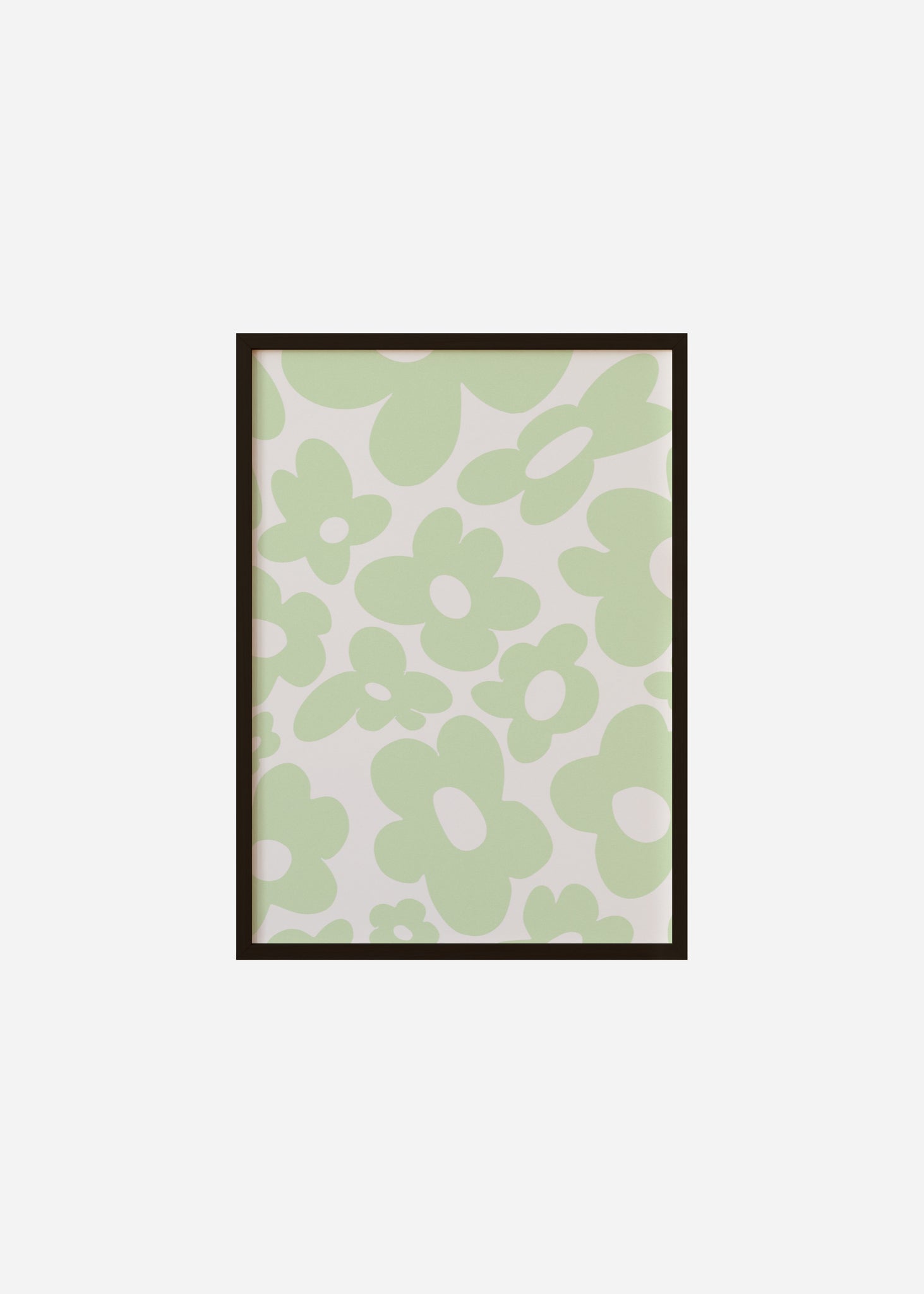 Retro flowers / Green Framed Print