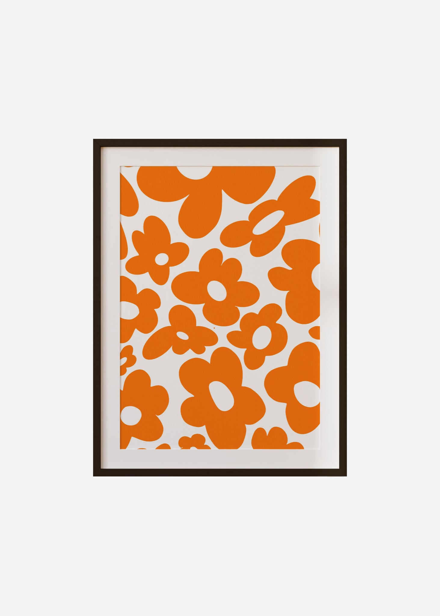 Retro flowers / Orange Framed & Mounted Print