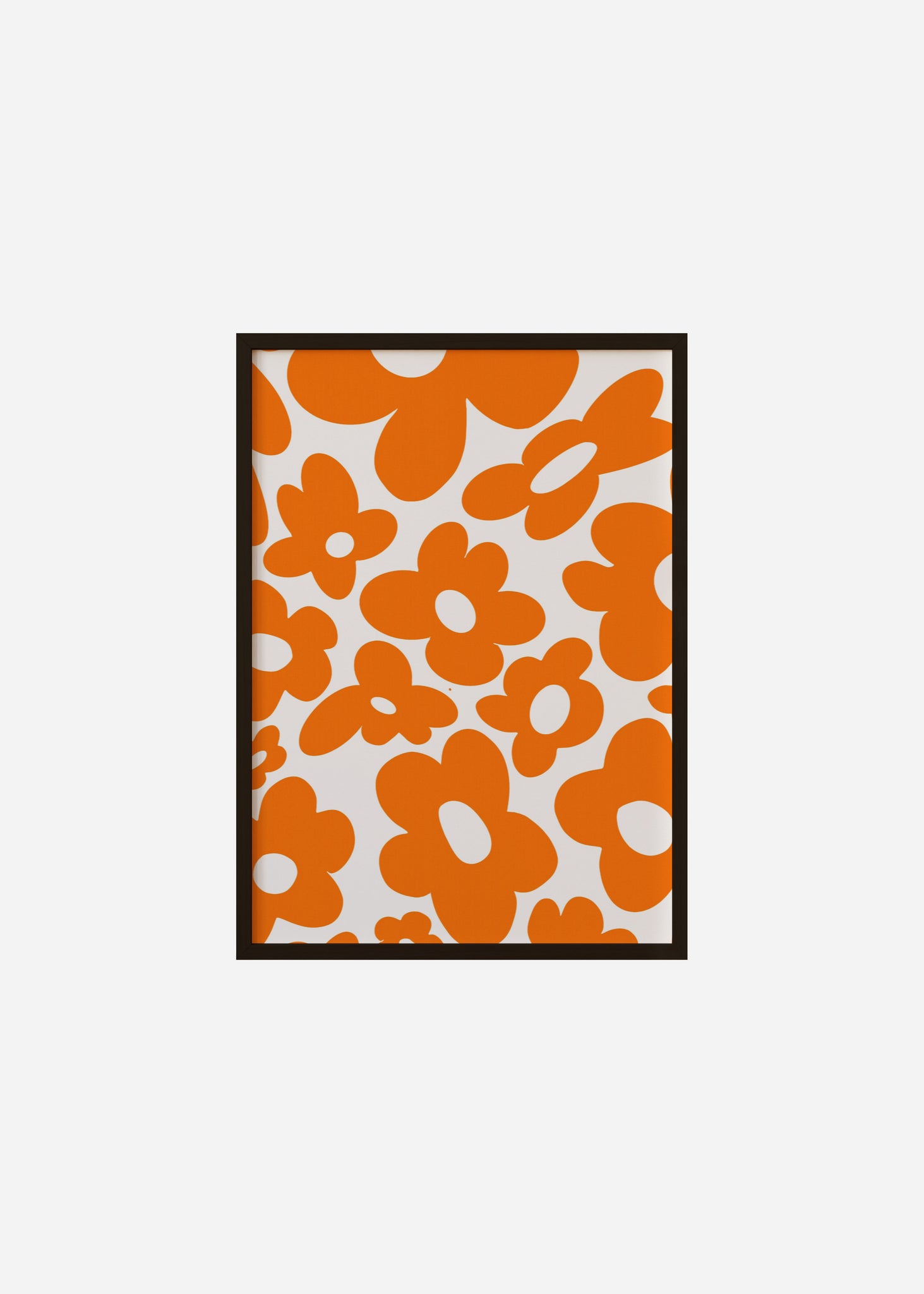 Retro flowers / Orange Framed Print