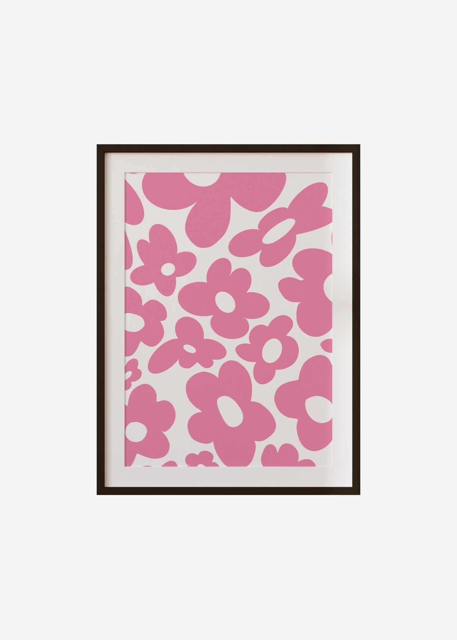 Retro flowers / Pink Framed & Mounted Print