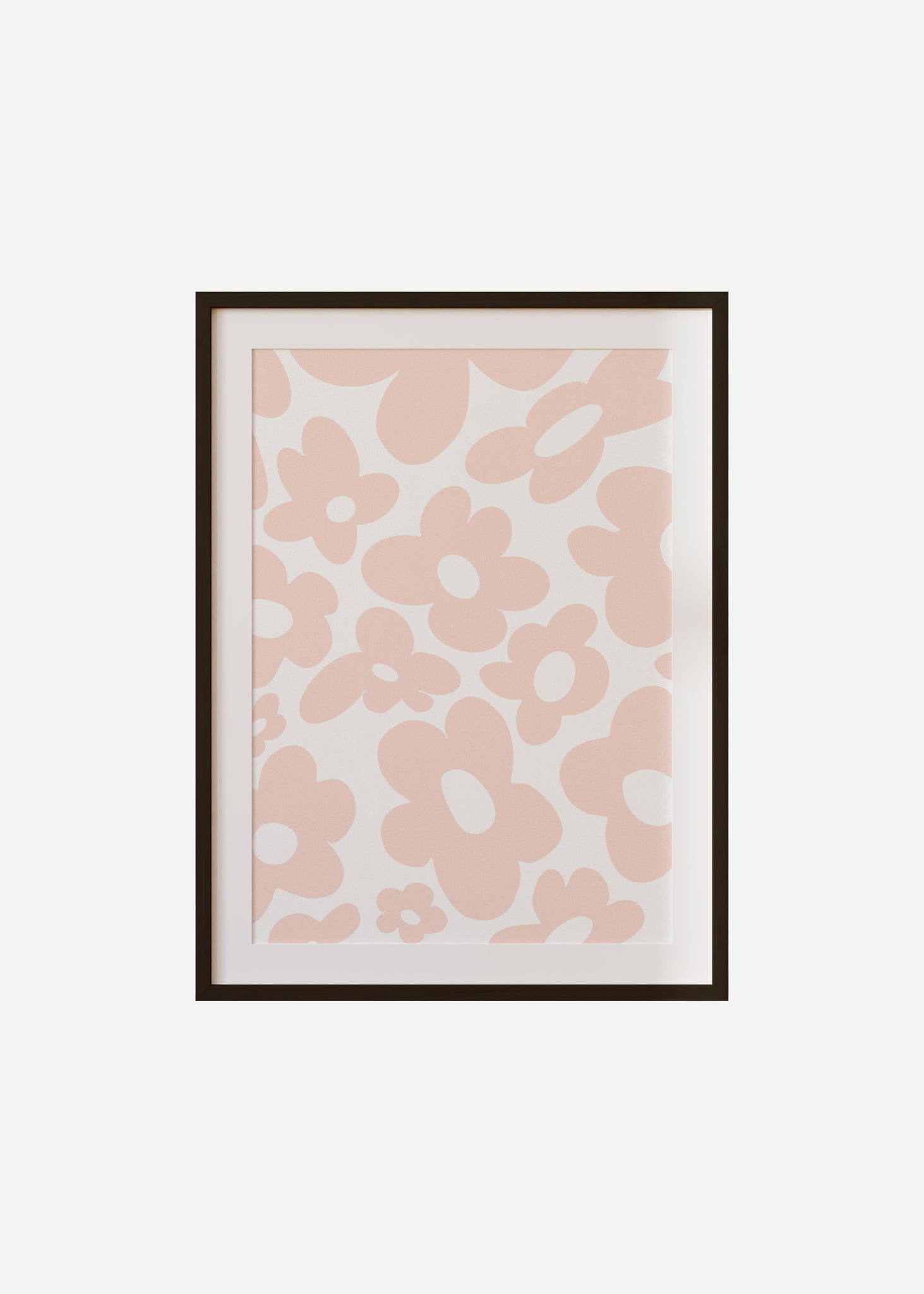 Retro flowers / Pink Framed & Mounted Print