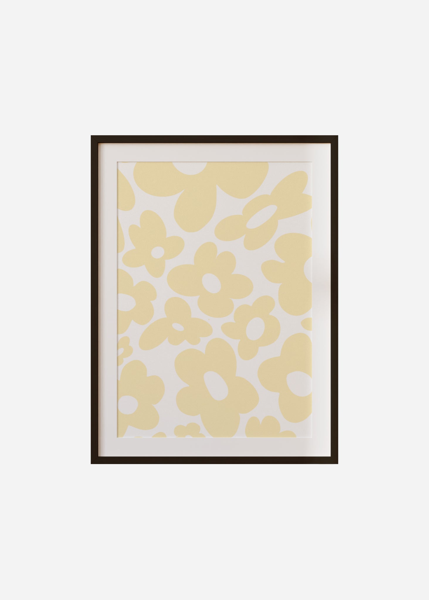 Retro flowers / Yellow Framed & Mounted Print