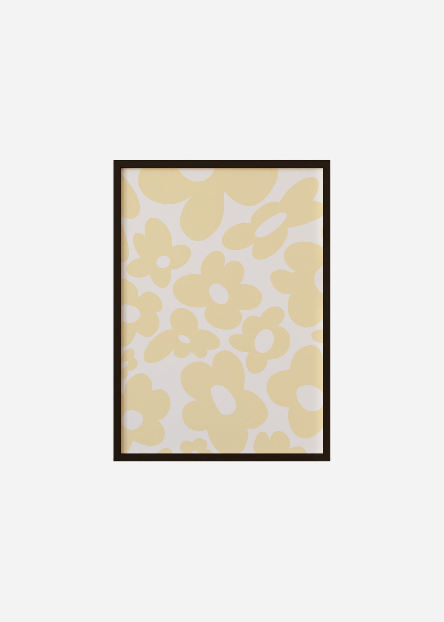 Retro flowers / Yellow Framed Print