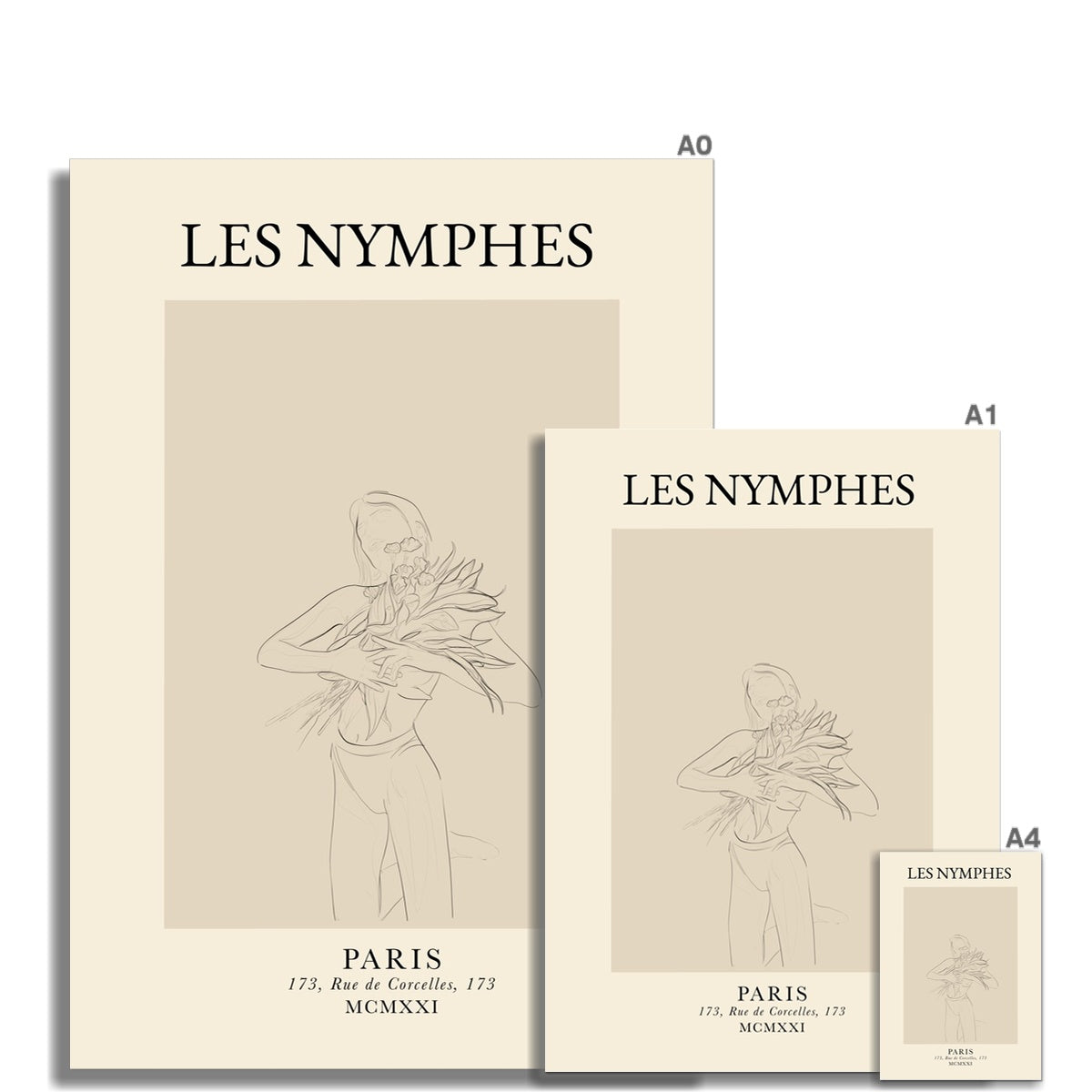 © les muses / Les Nymphes is a dreamy wall art collection featuring line art drawings of the female figure. The minimalist feminine art prints add a vintage Parisian touch to any wall gallery.