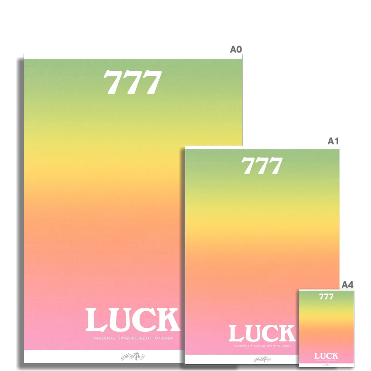 An angel number art print with a gradient aura. Add a touch of angel energy to your walls with a angel number auras. The perfect wall art posters to create a soft and dreamy aesthetic with your apartment or dorm decor. 777 Luck: Wonderful Things Are About To Happen