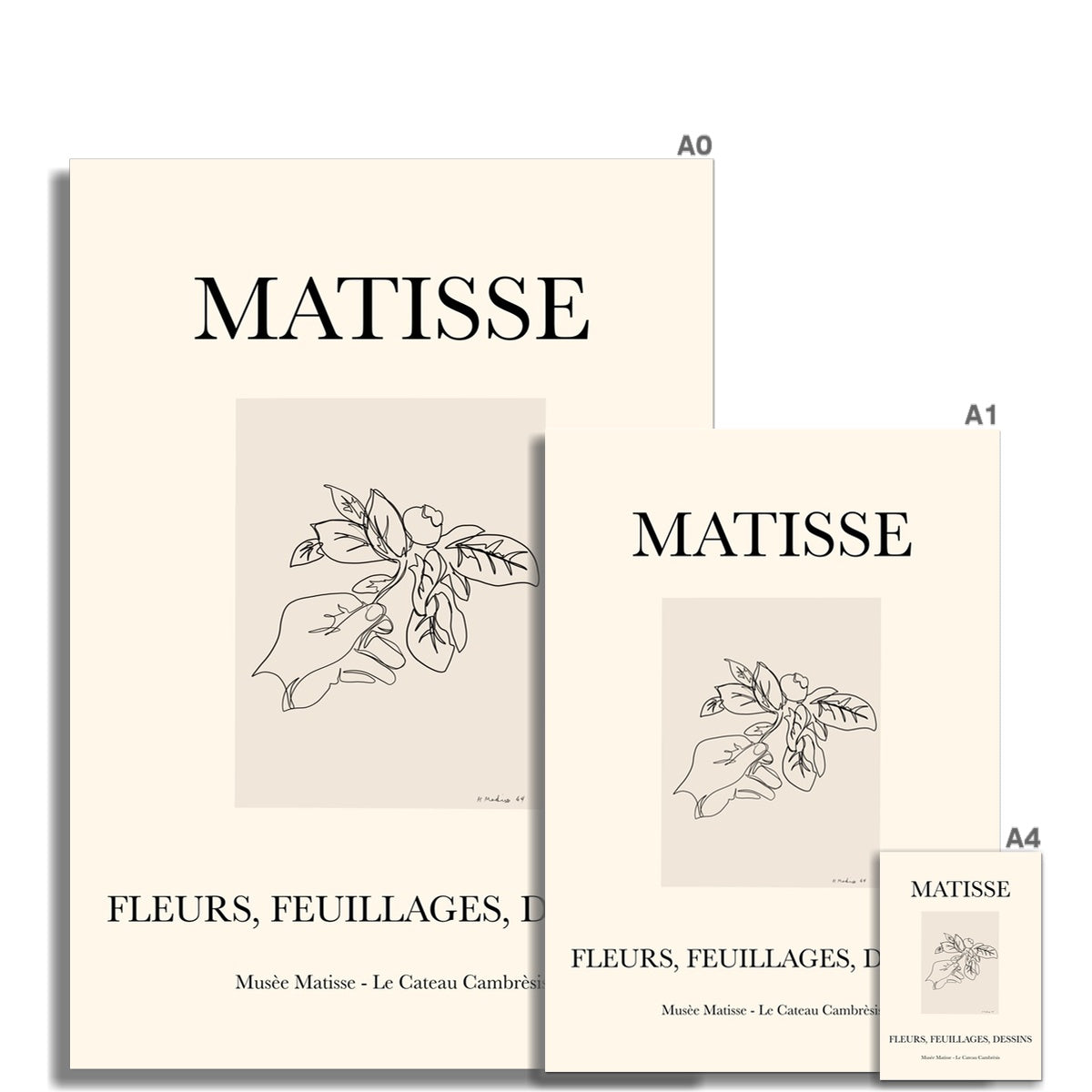 © les muses / Matisse wall art print featuring minimal flower line art called fleurs. A part of our flora cut out collection that contains Matisse exhibition posters with paper cut-outs and Berggruen & Cie museum prints for your gallery wall.