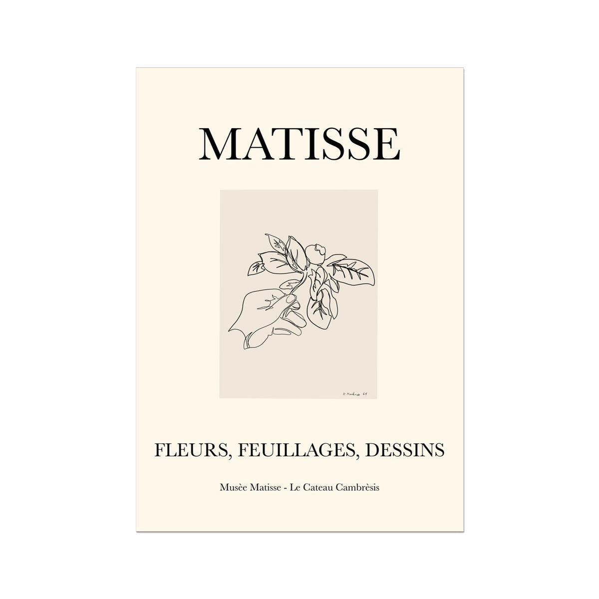 © les muses / Matisse wall art print featuring minimal flower line art called fleurs. A part of our flora cut out collection that contains Matisse exhibition posters with paper cut-outs and Berggruen & Cie museum prints for your gallery wall.