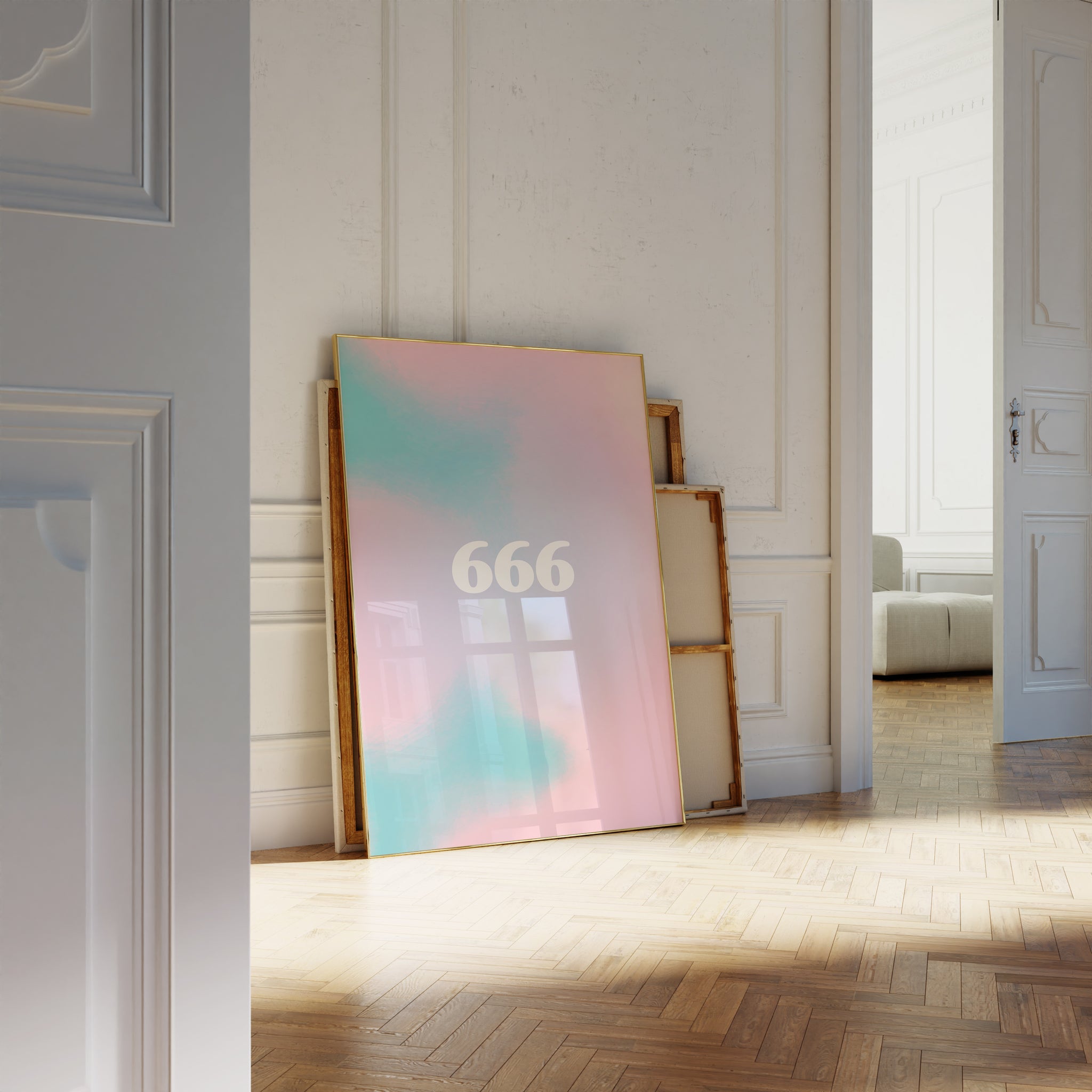 An angel number art print with a gradient aura. Add a touch of angel energy to your walls with a angel number auras. The perfect wall art posters to create a soft and dreamy aesthetic with your apartment or dorm decor. 666 Reflect: It Is Time To Wake Up To Your Higher Spiritual Truth.