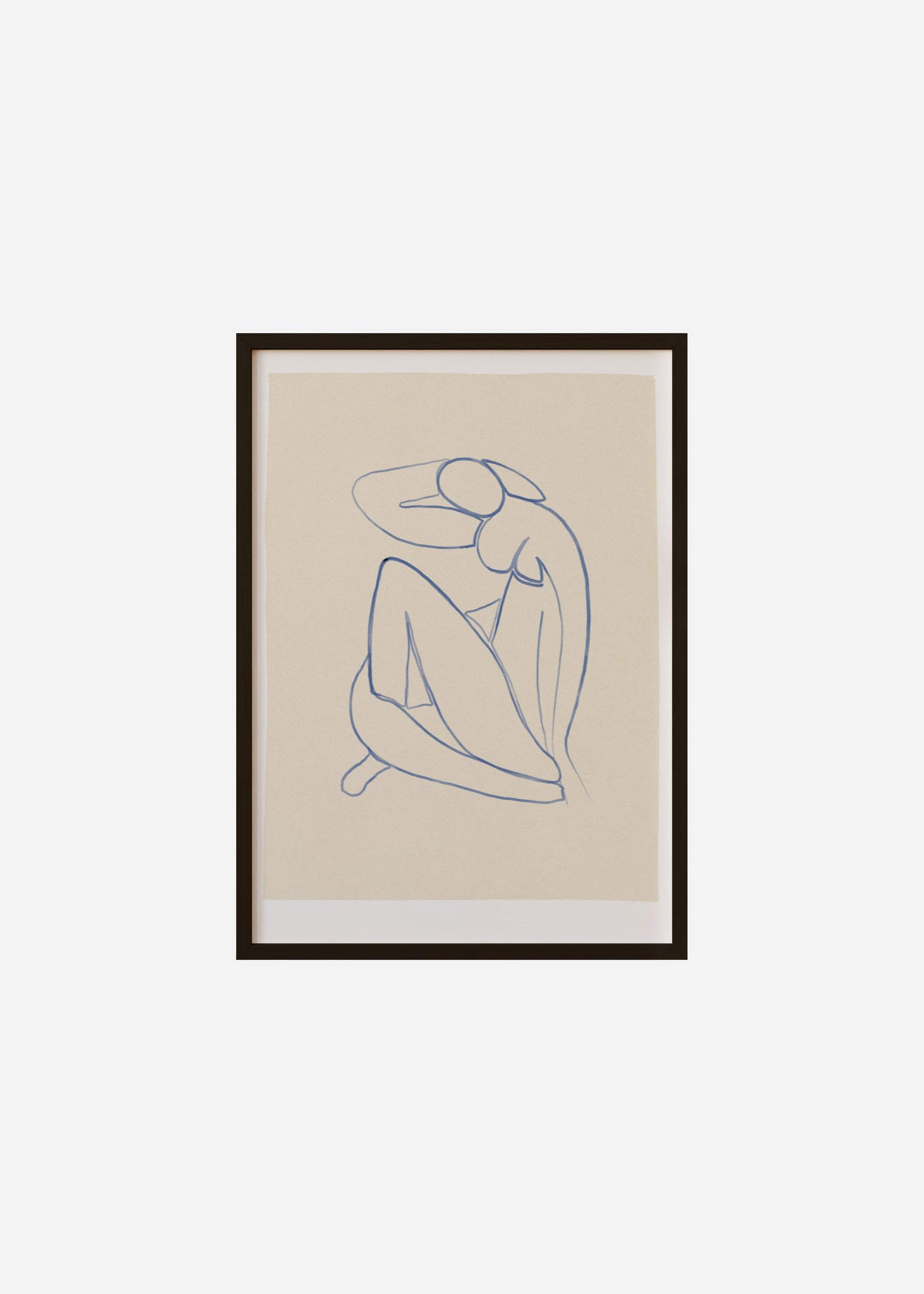 blue line art nude Framed Print