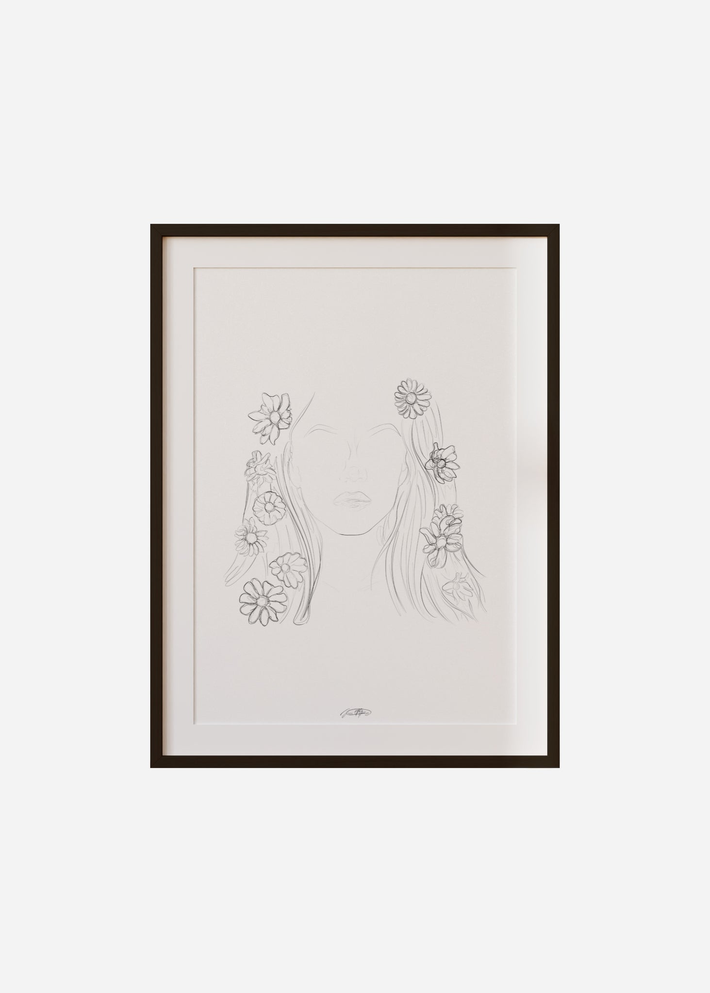 les fleurs / line art n.1 Framed & Mounted Print