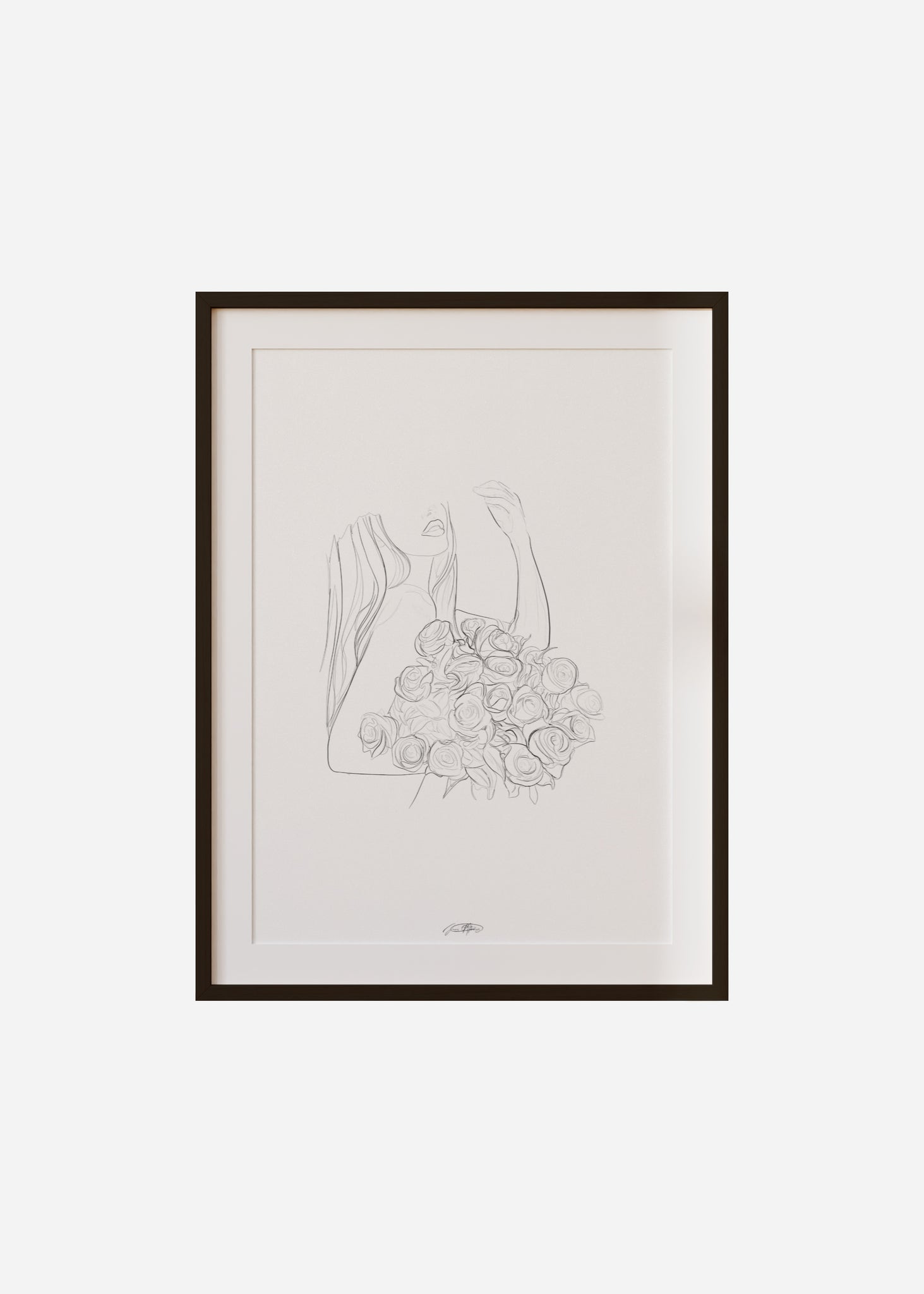 bouquet / line art n.2 Framed & Mounted Print