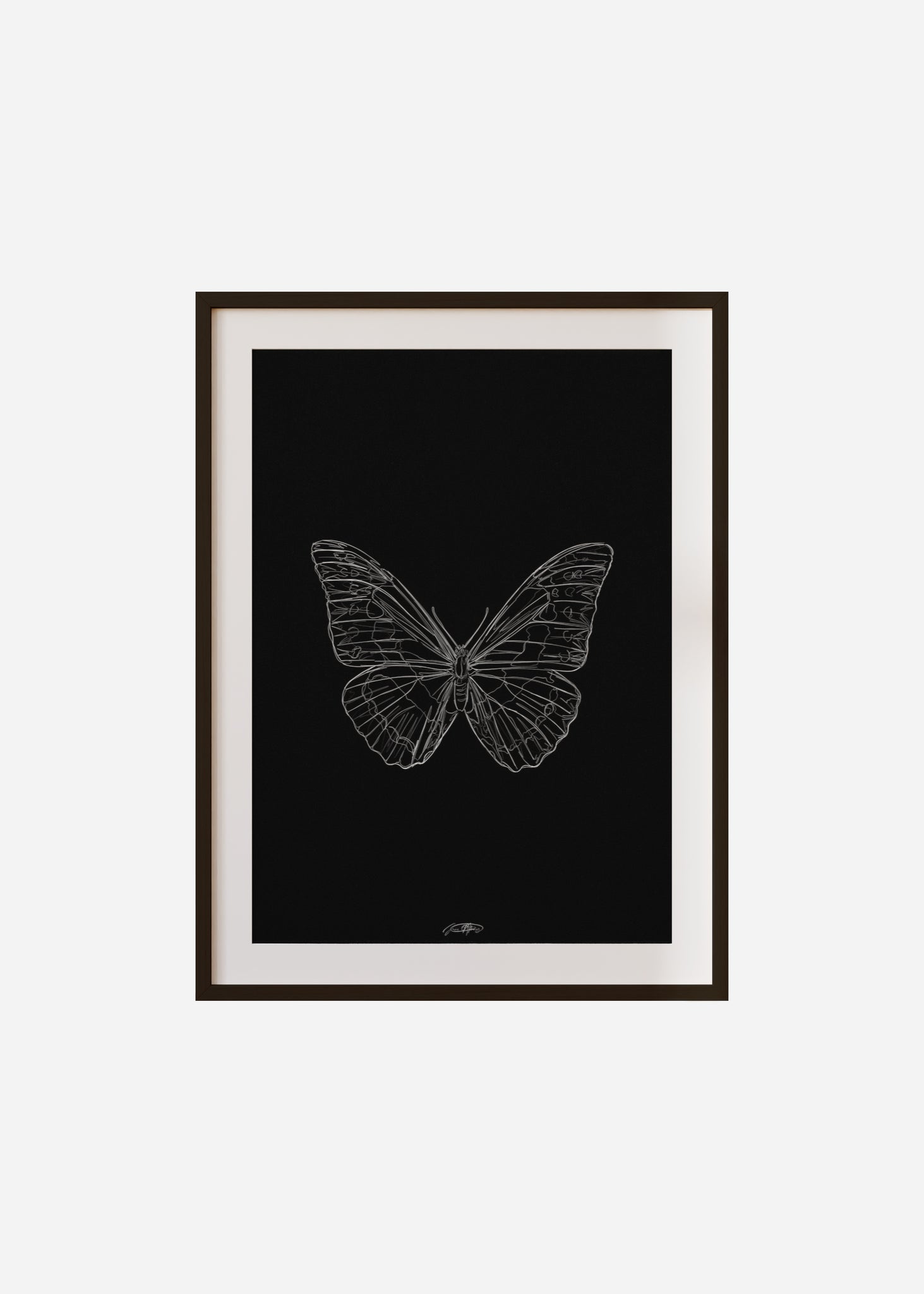 papillon III - noir / line art n.33 Framed & Mounted Print
