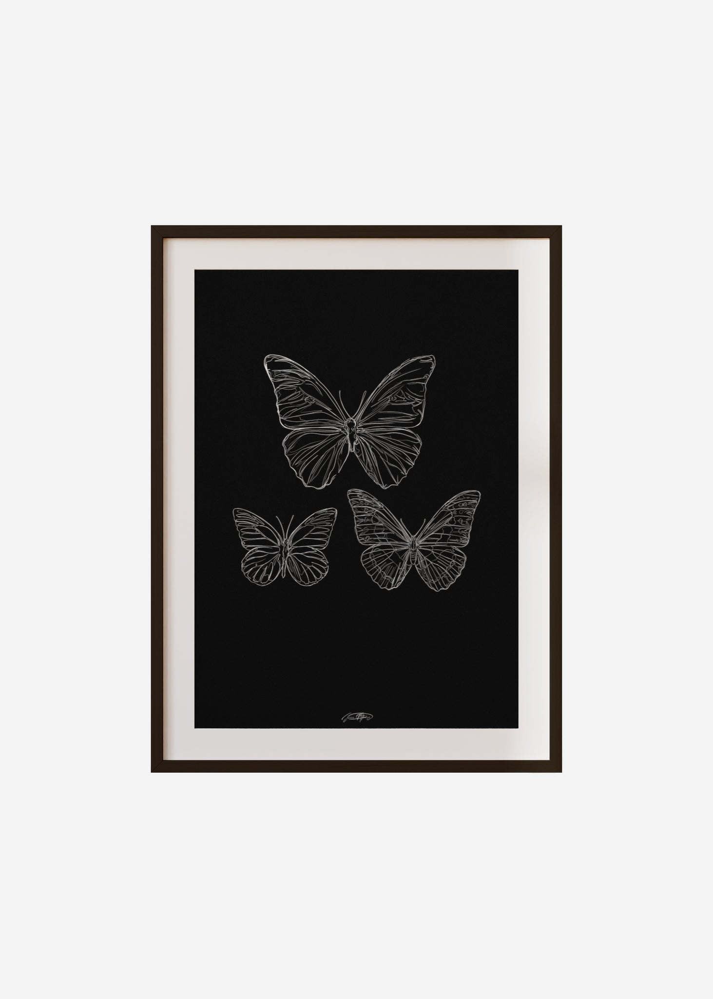 les papillons - noir / line art n.38 Framed & Mounted Print