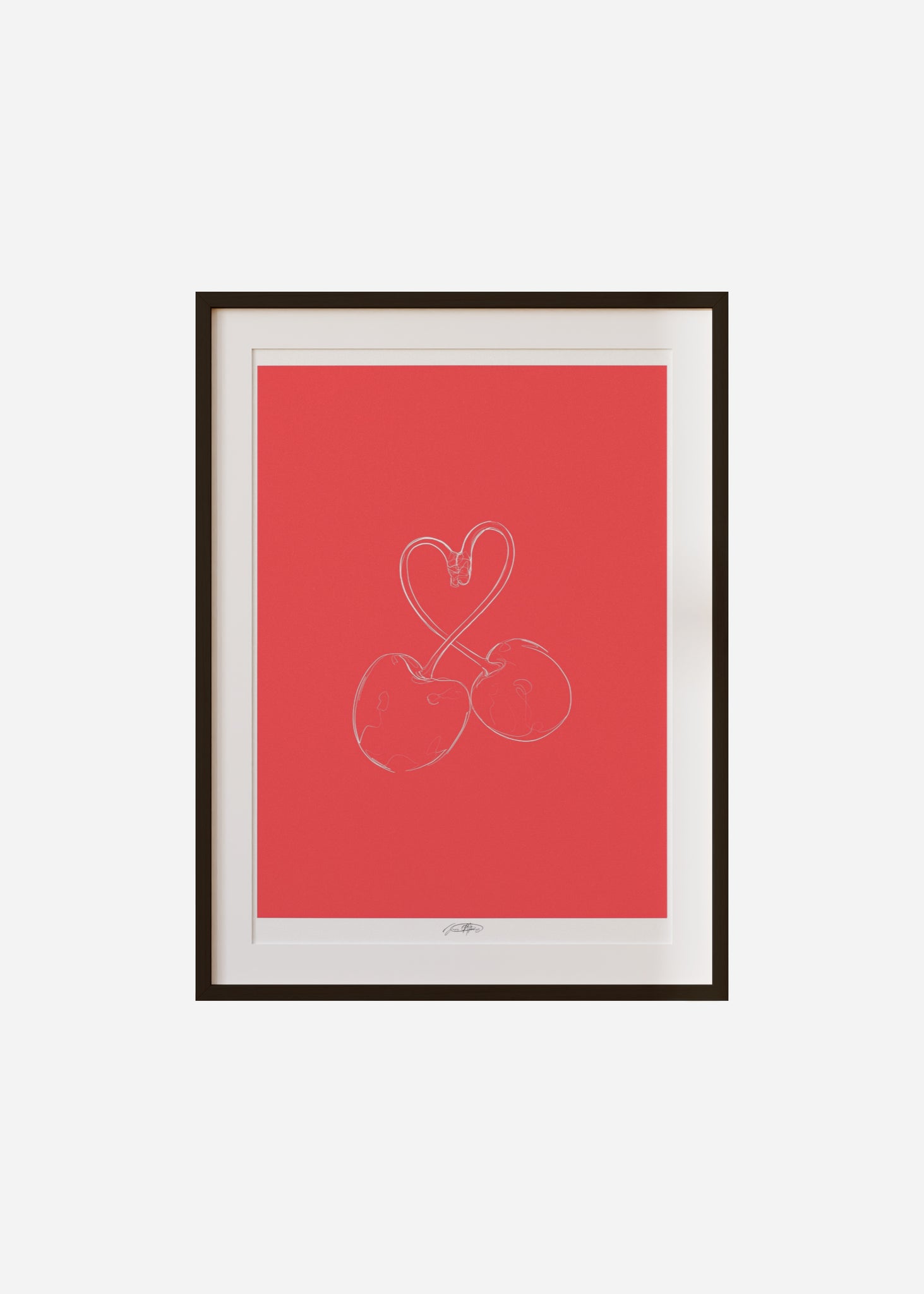cherry knot - red / line art n.45 Framed & Mounted Print