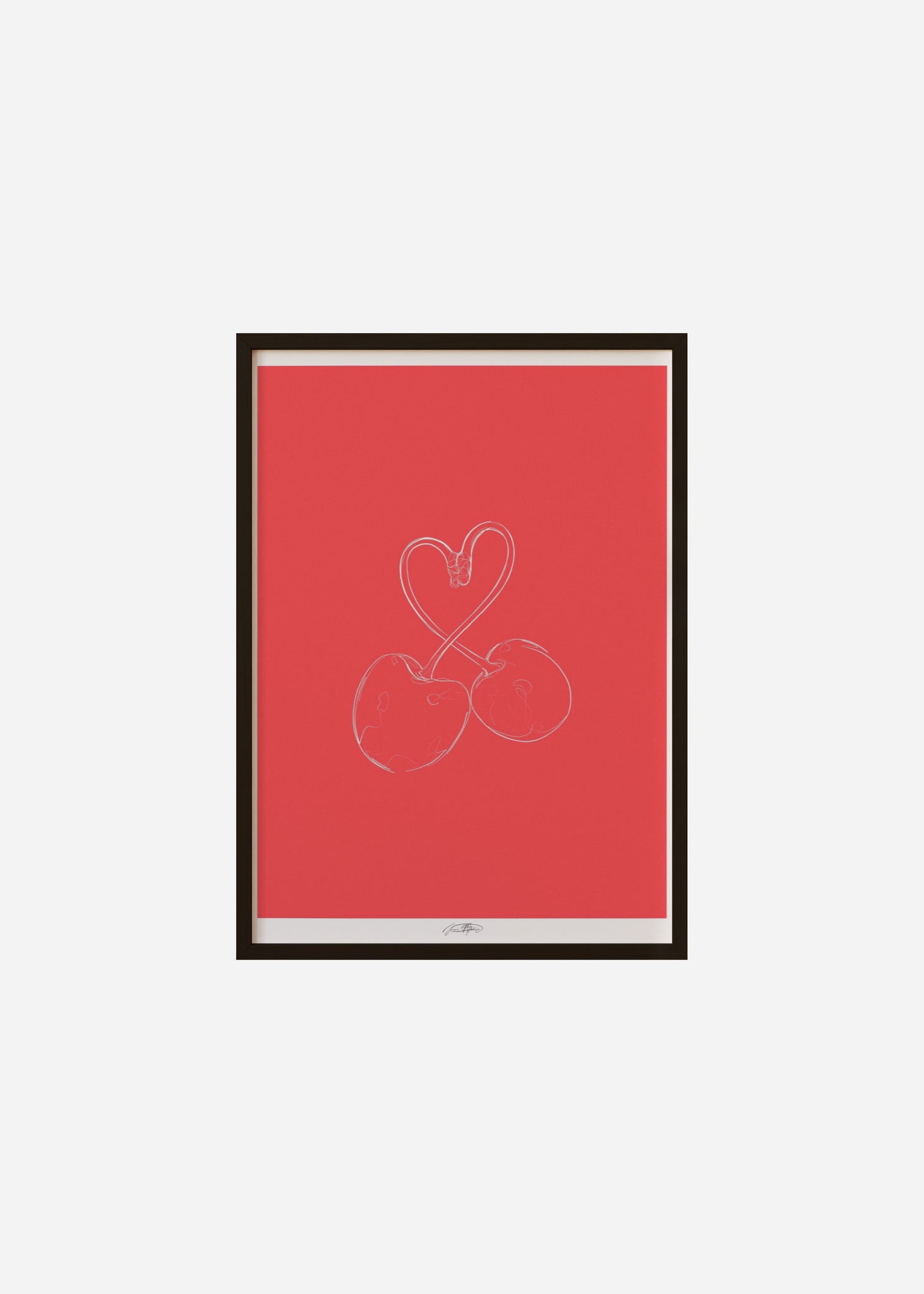 cherry knot - red / line art n.45 Framed Print