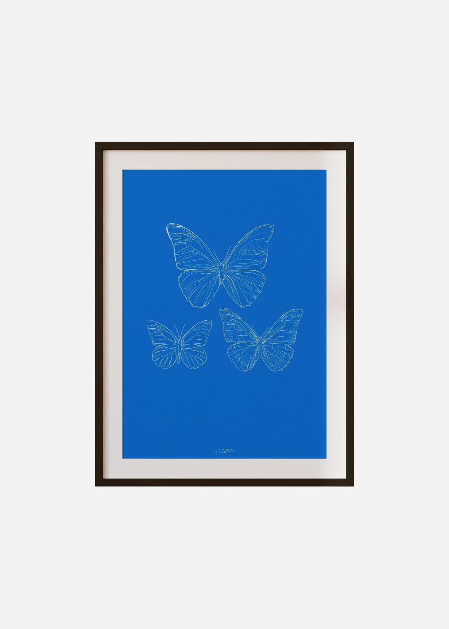 les papillons - blue / line art n.46 Framed & Mounted Print