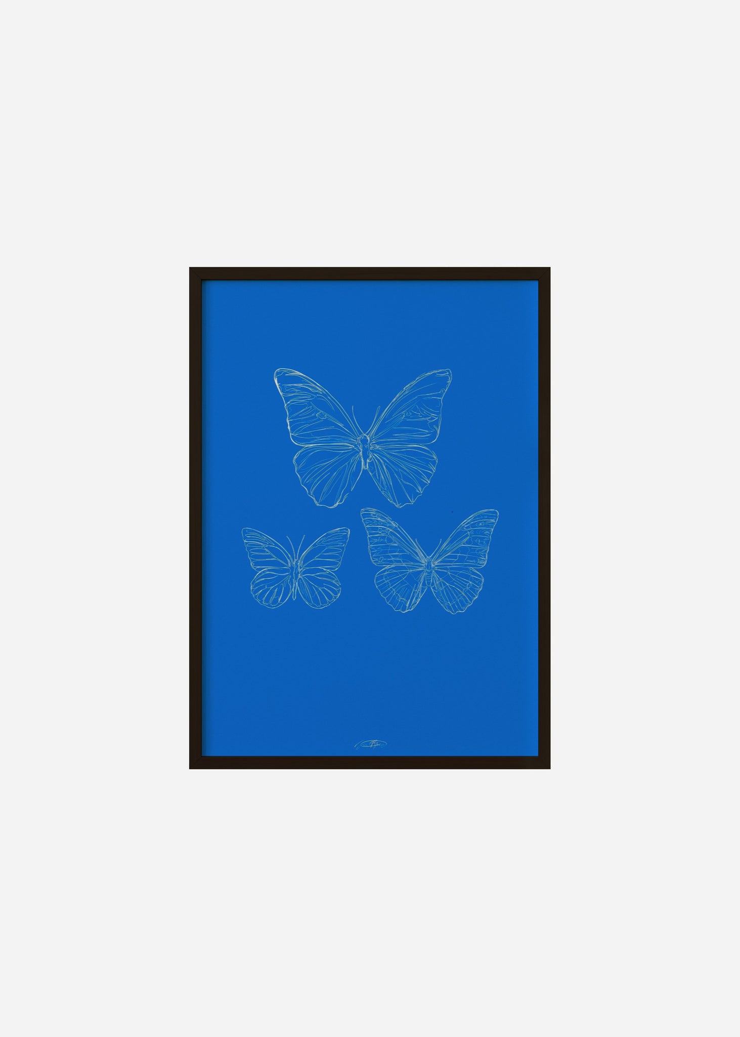 les papillons - blue / line art n.46 Framed Print
