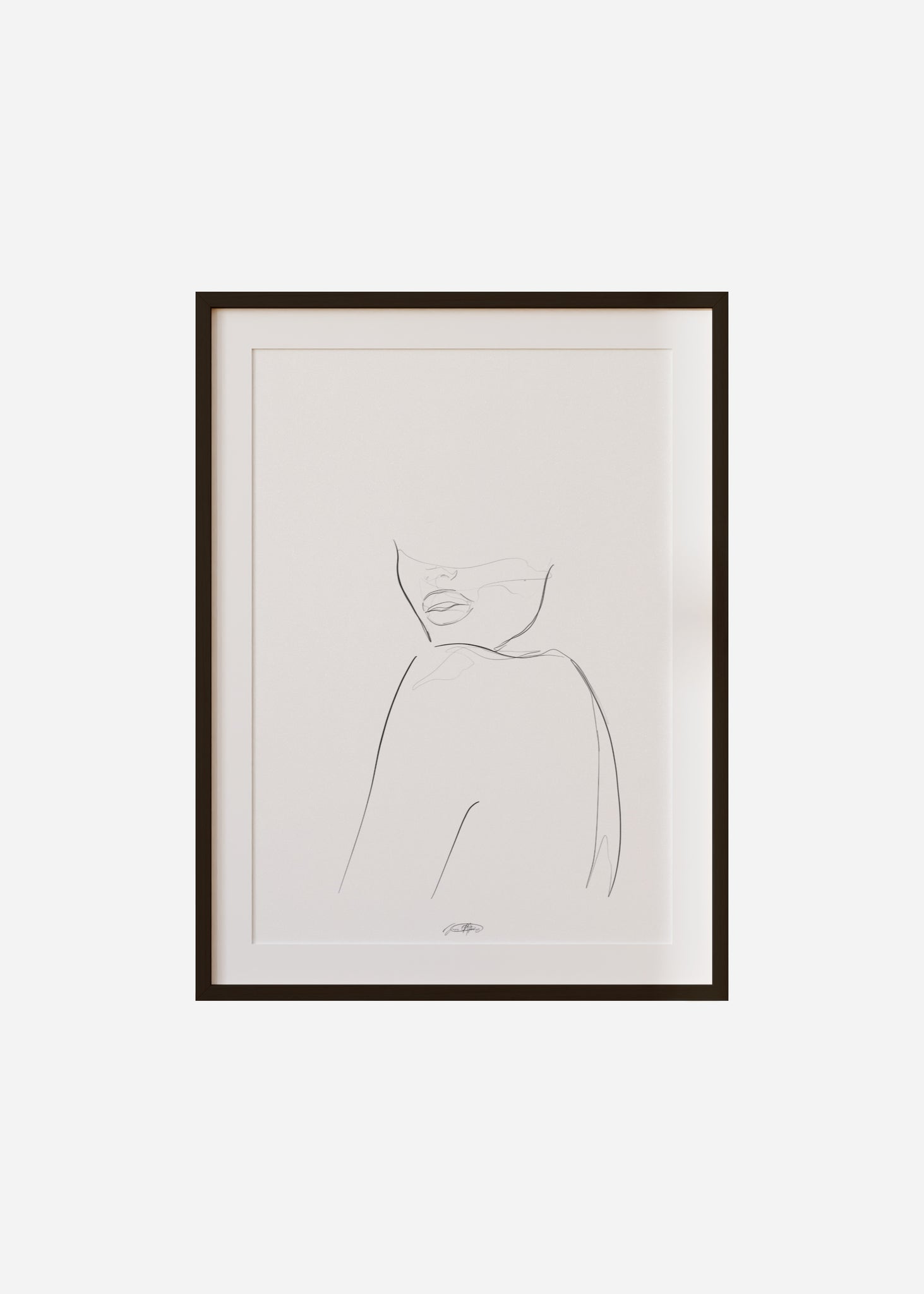 fille / line art n.49 Framed & Mounted Print