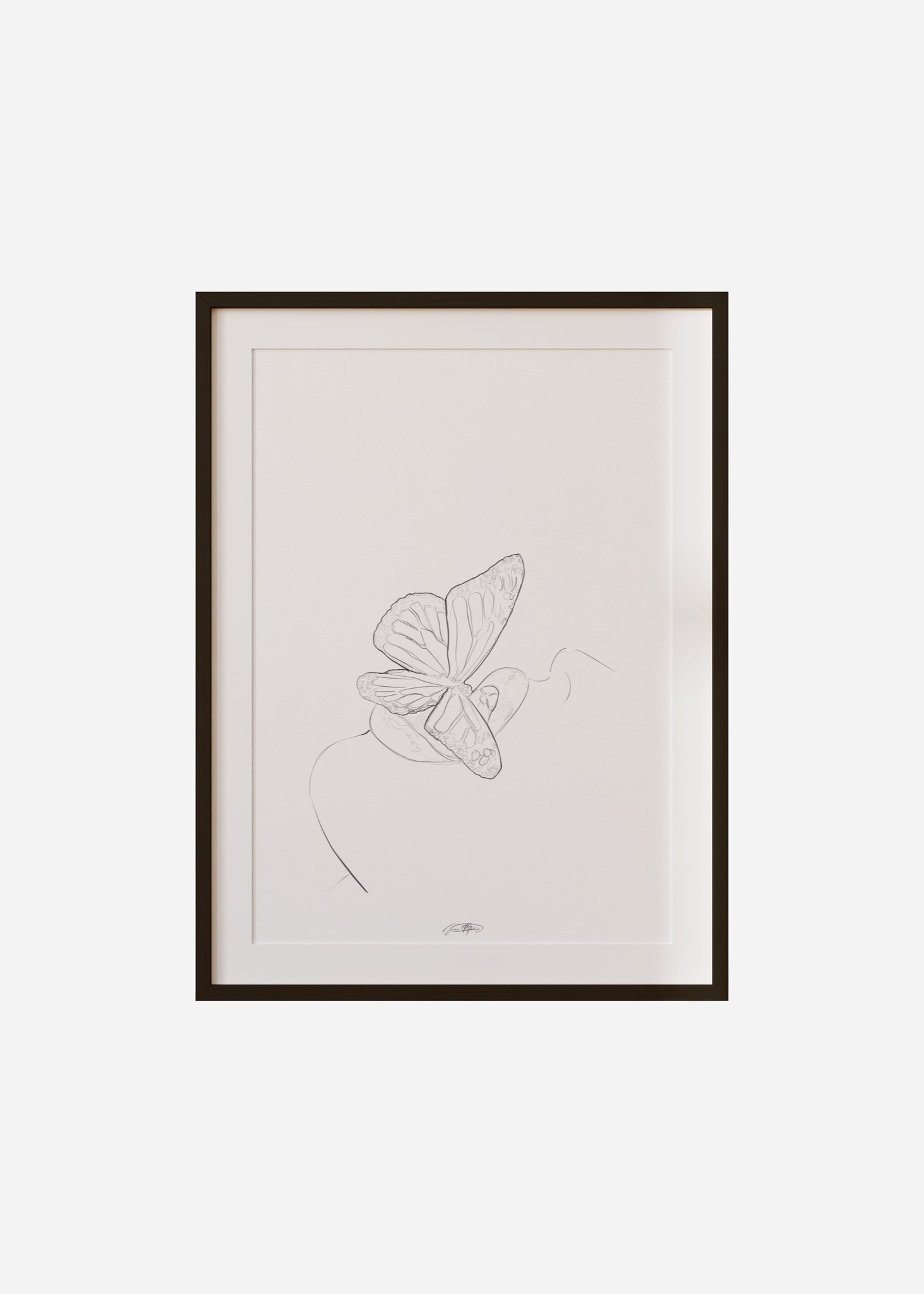 butterfly kiss / line art n.53 Framed & Mounted Print