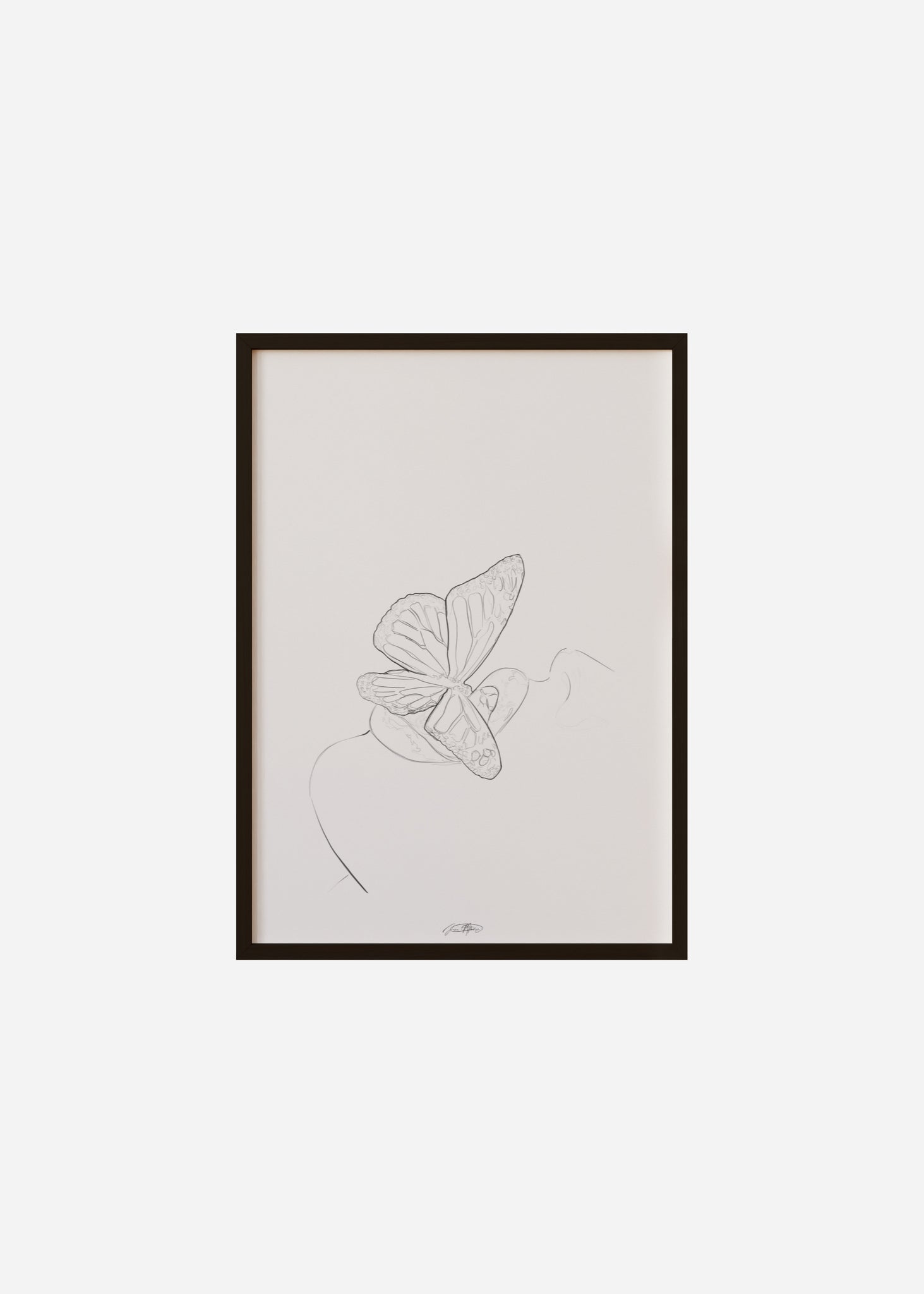 butterfly kiss / line art n.53 Framed Print