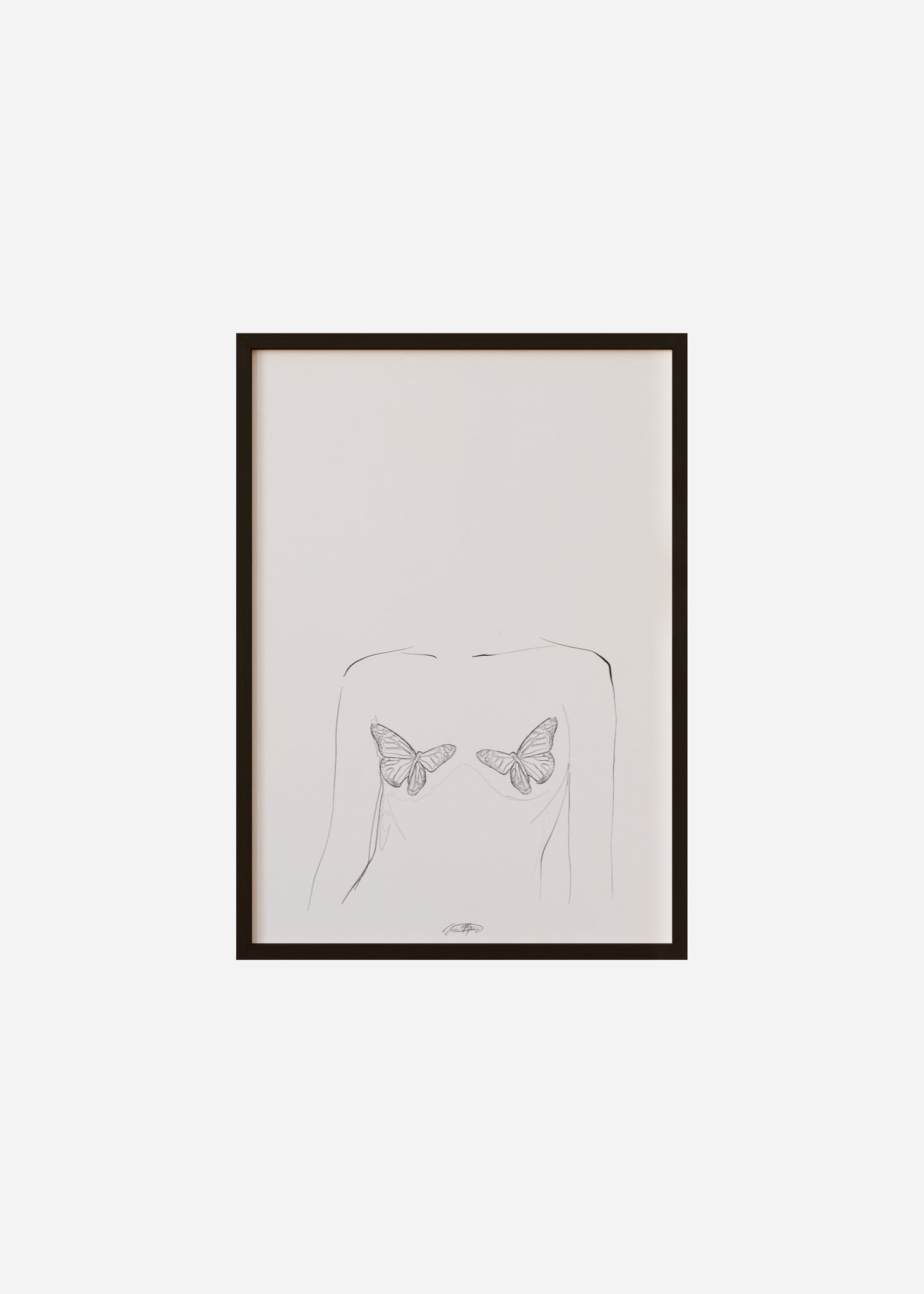 fille papillon / line art n.54 Framed Print