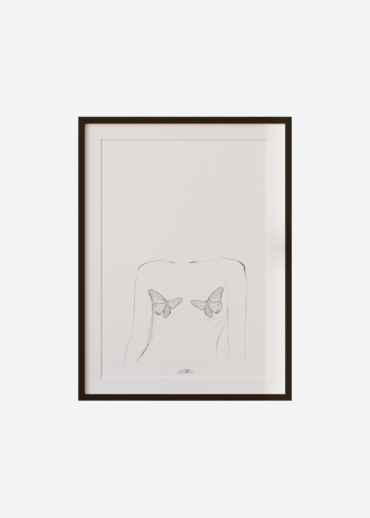 fille papillon / line art n.54 Framed & Mounted Print