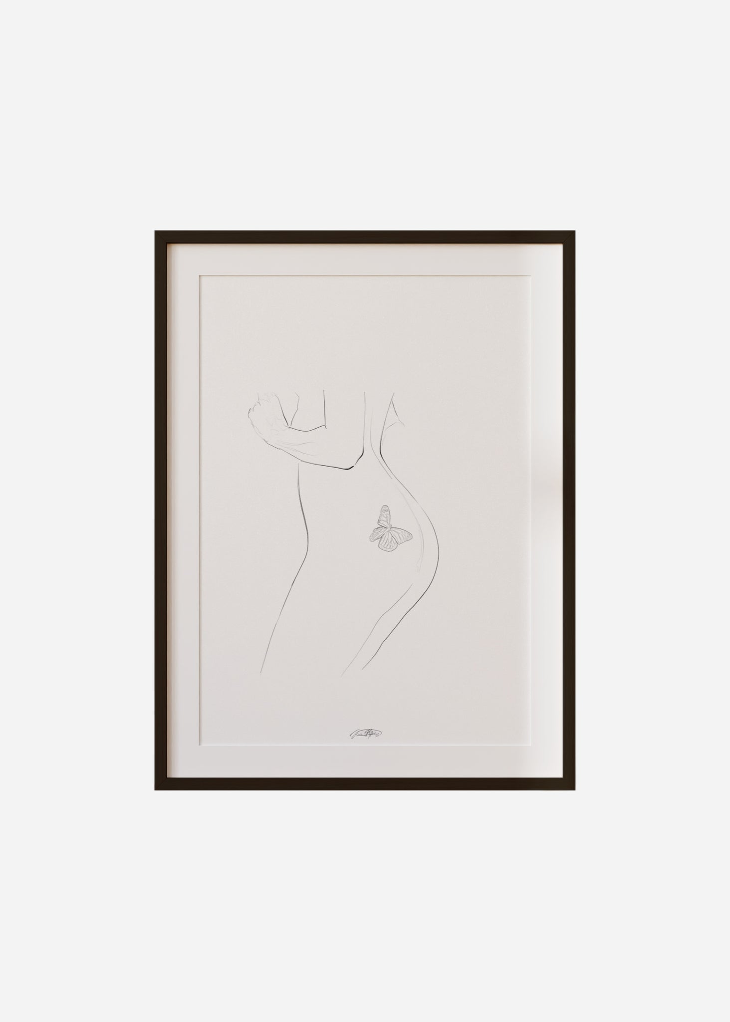 fille papillon II / line art n.55 Framed & Mounted Print