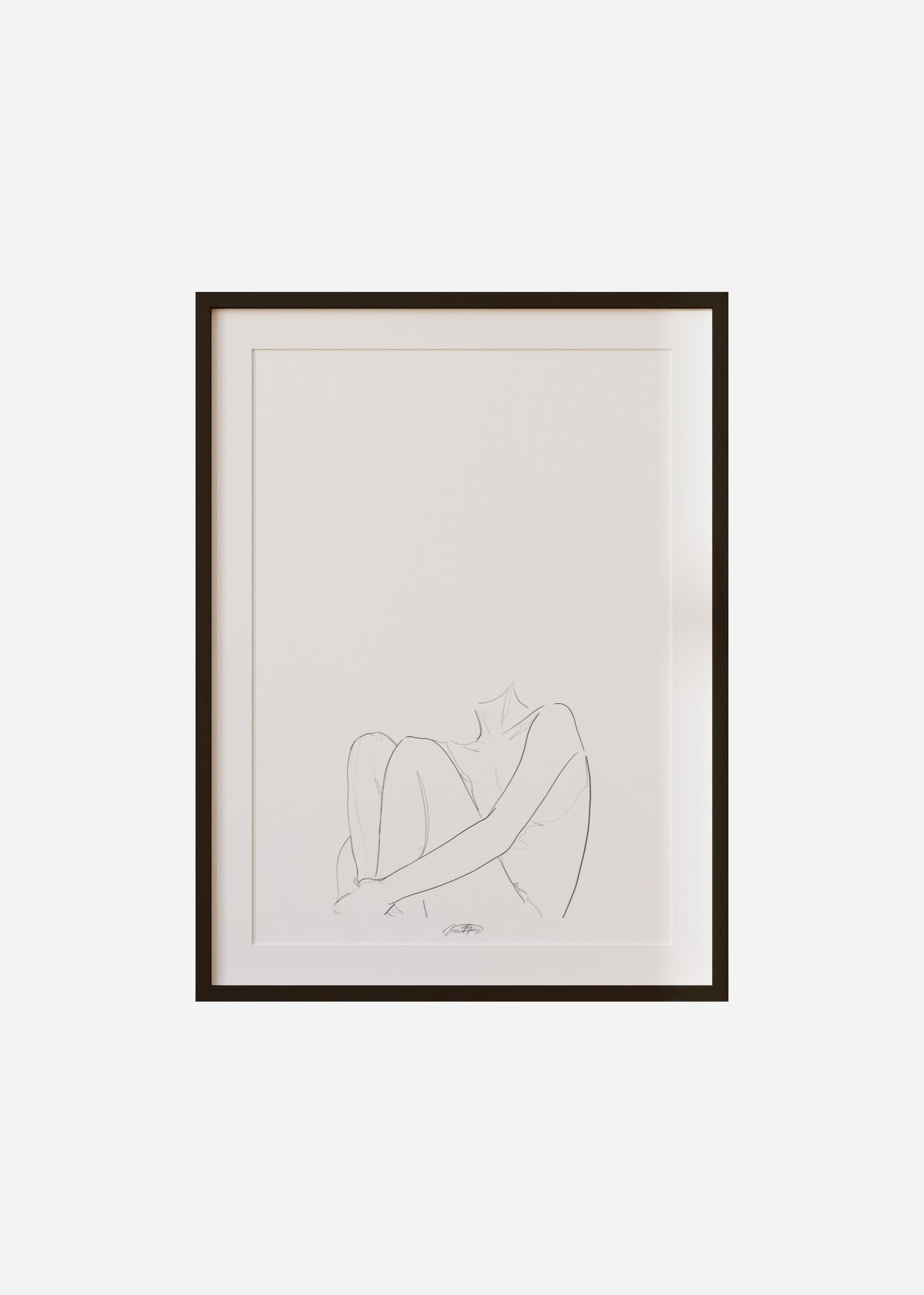 curled up / line art n.57 Framed & Mounted Print