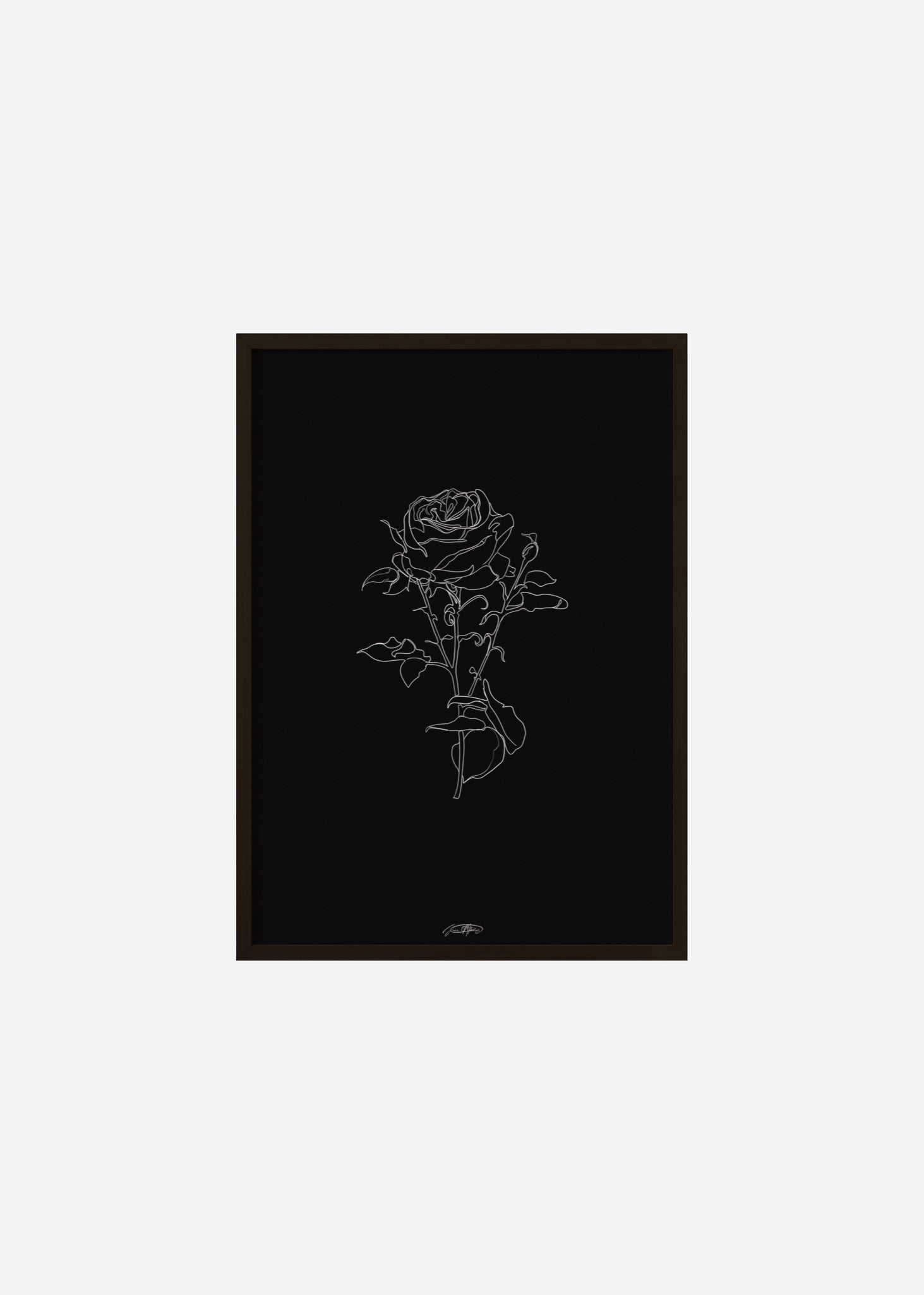rose - noir / line art n.60 Framed Print