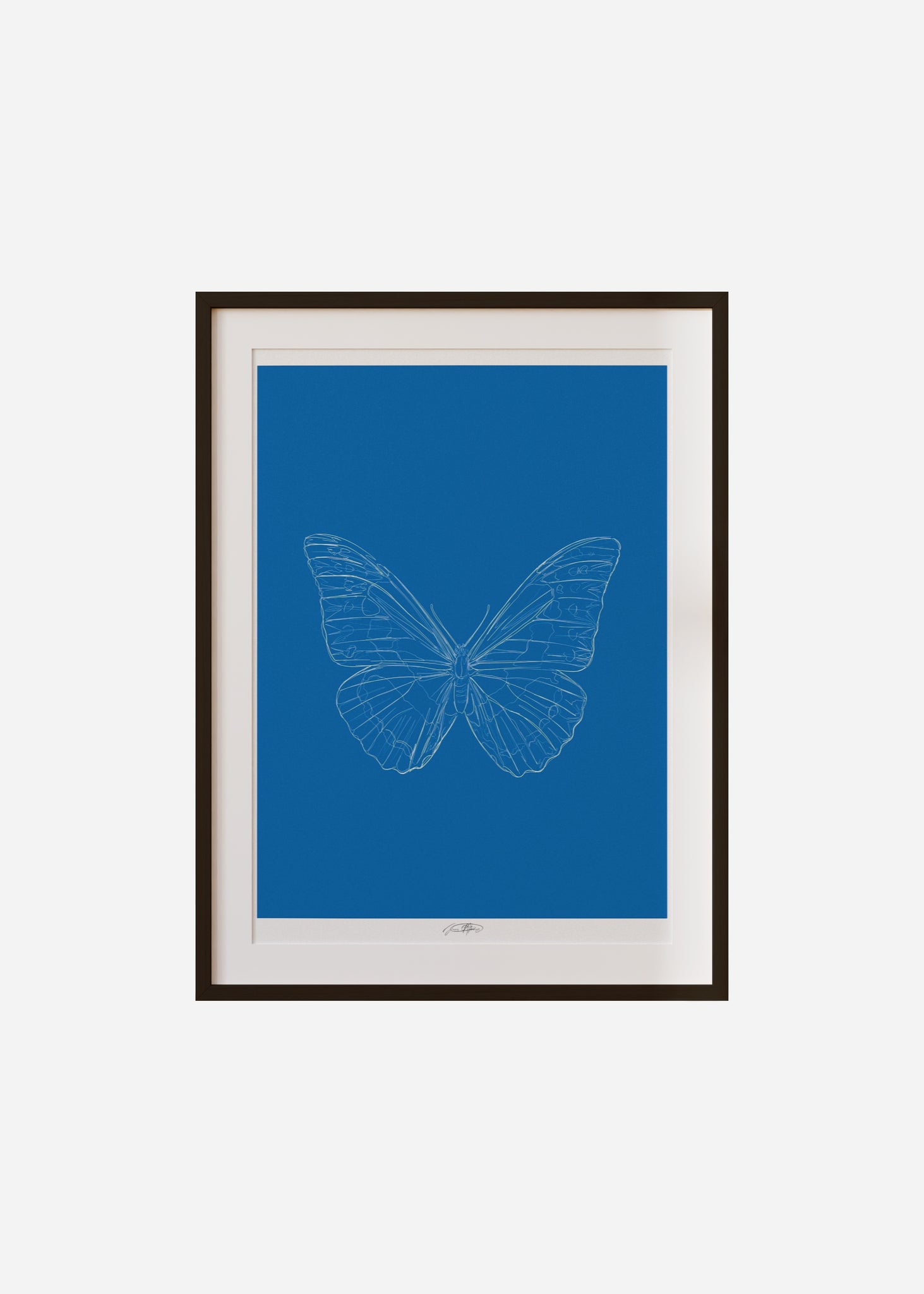 papillon III - blue / line art n.61 Framed & Mounted Print