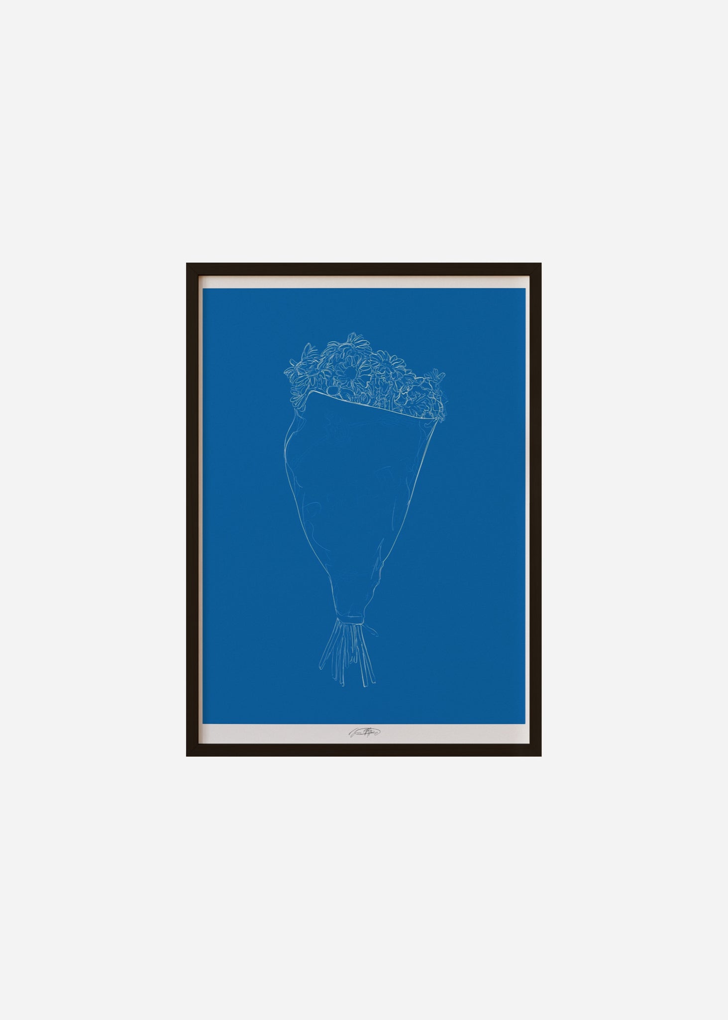 bring her flowers - blue / line art n.62 Framed Print
