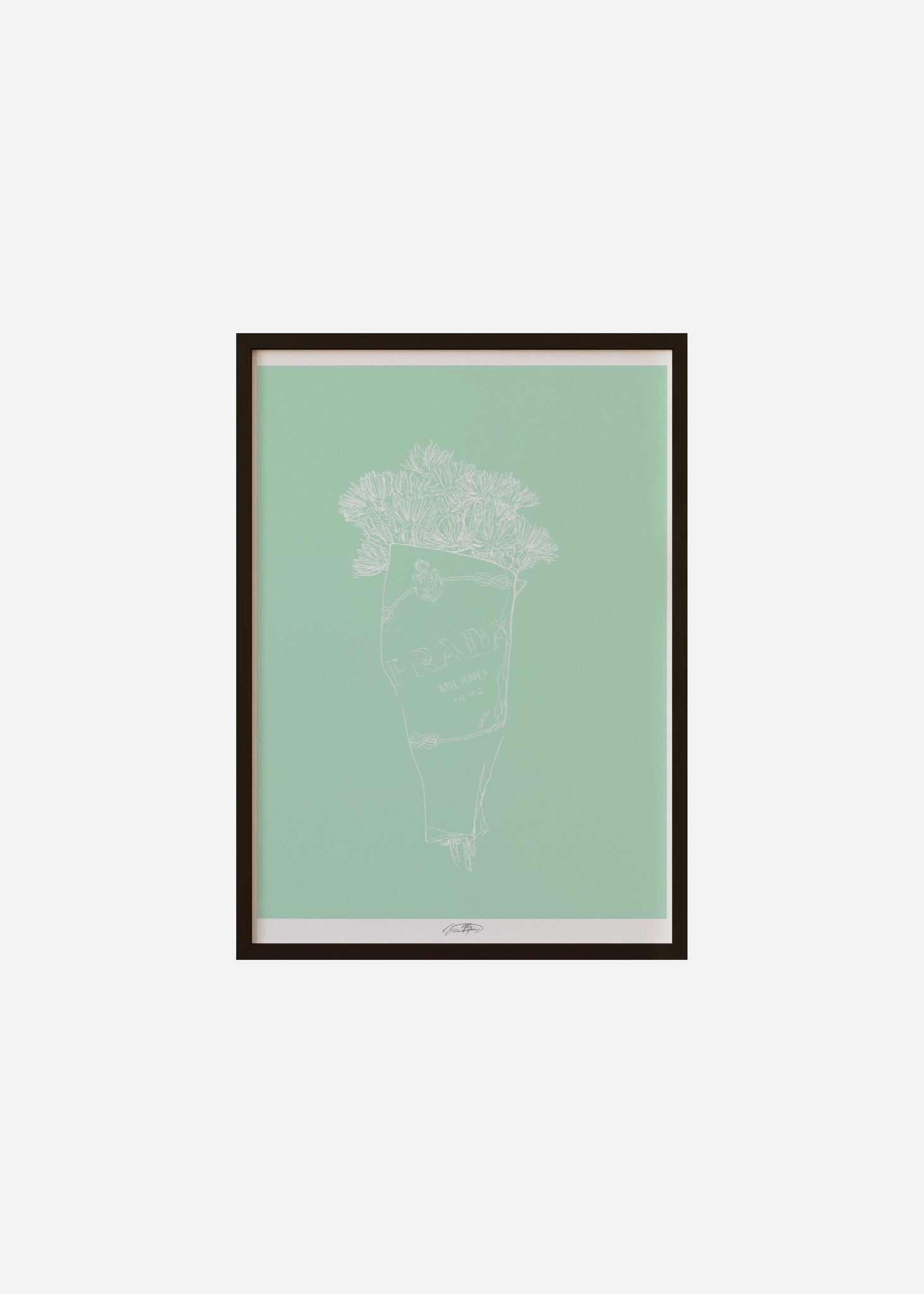 bring her flowers II - green / line art n.64 Framed Print