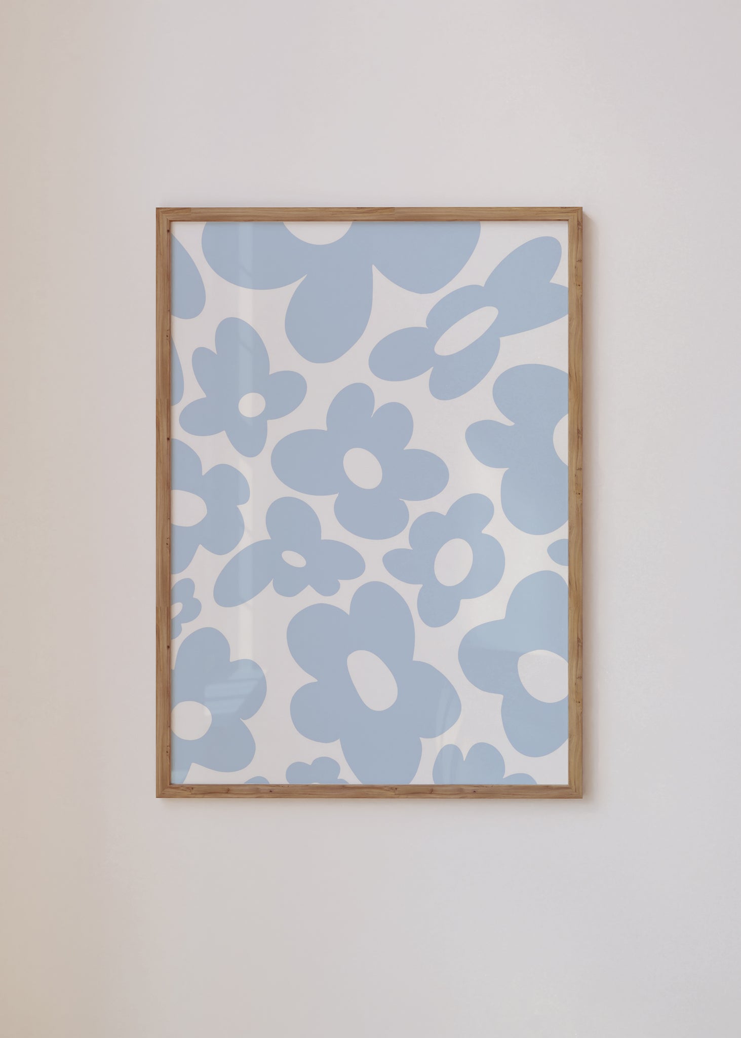 Retro flowers / Baby Blue Framed Print