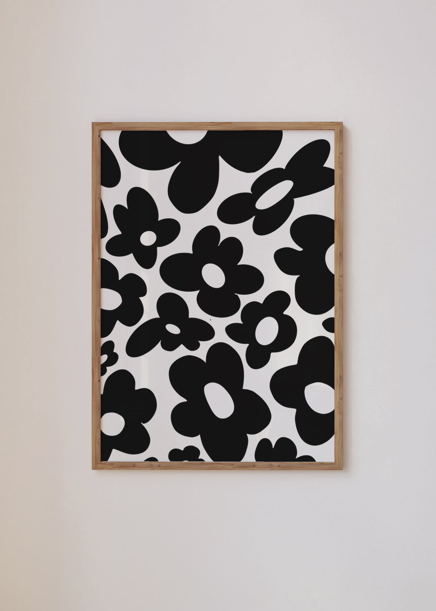 Retro flowers / Black Framed Print