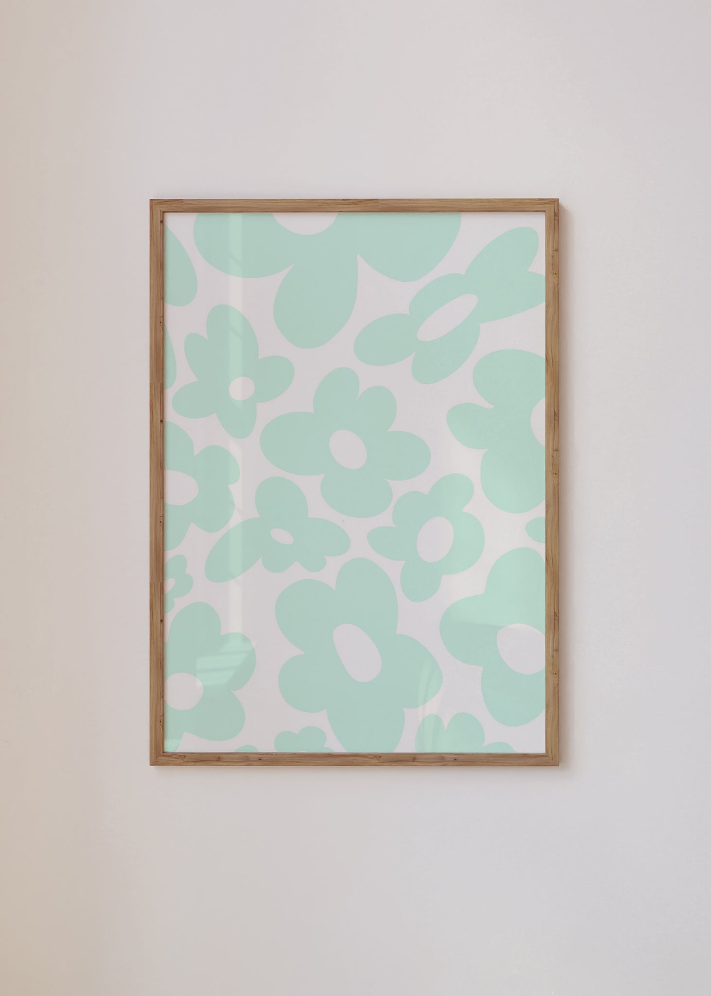 Retro flowers / Mint Framed Print