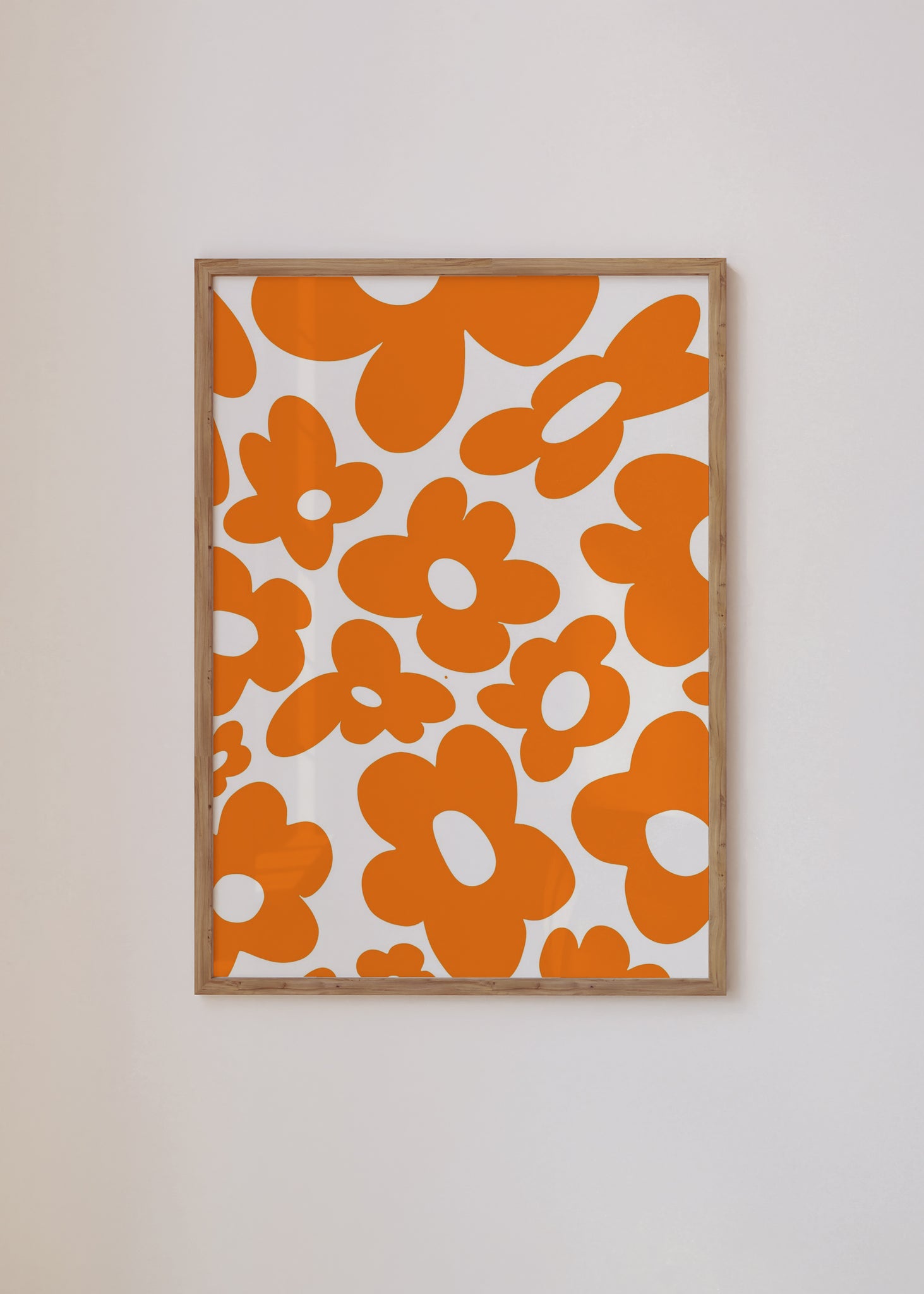 Retro flowers / Orange Framed Print