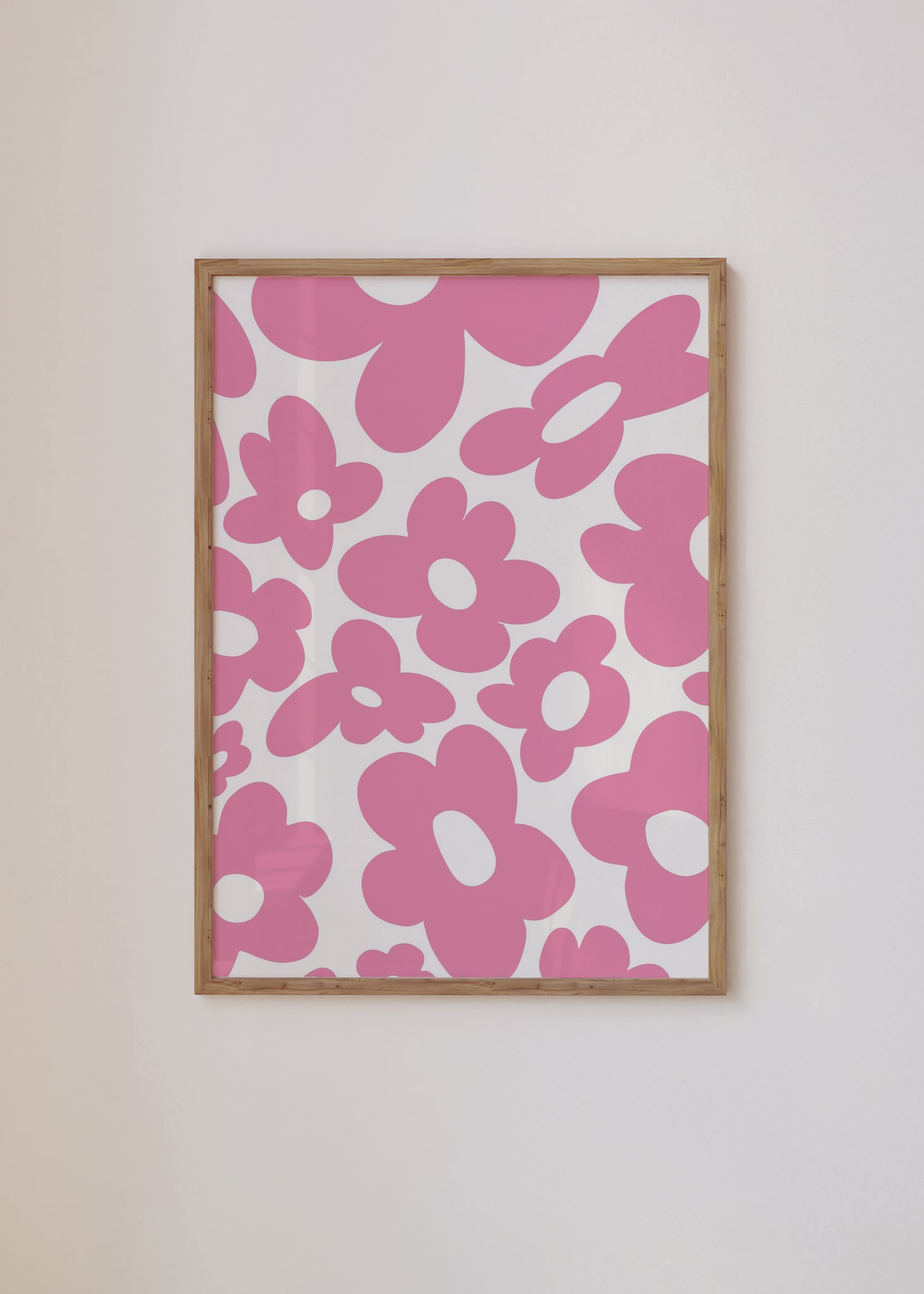 Retro flowers / Pink Framed Print