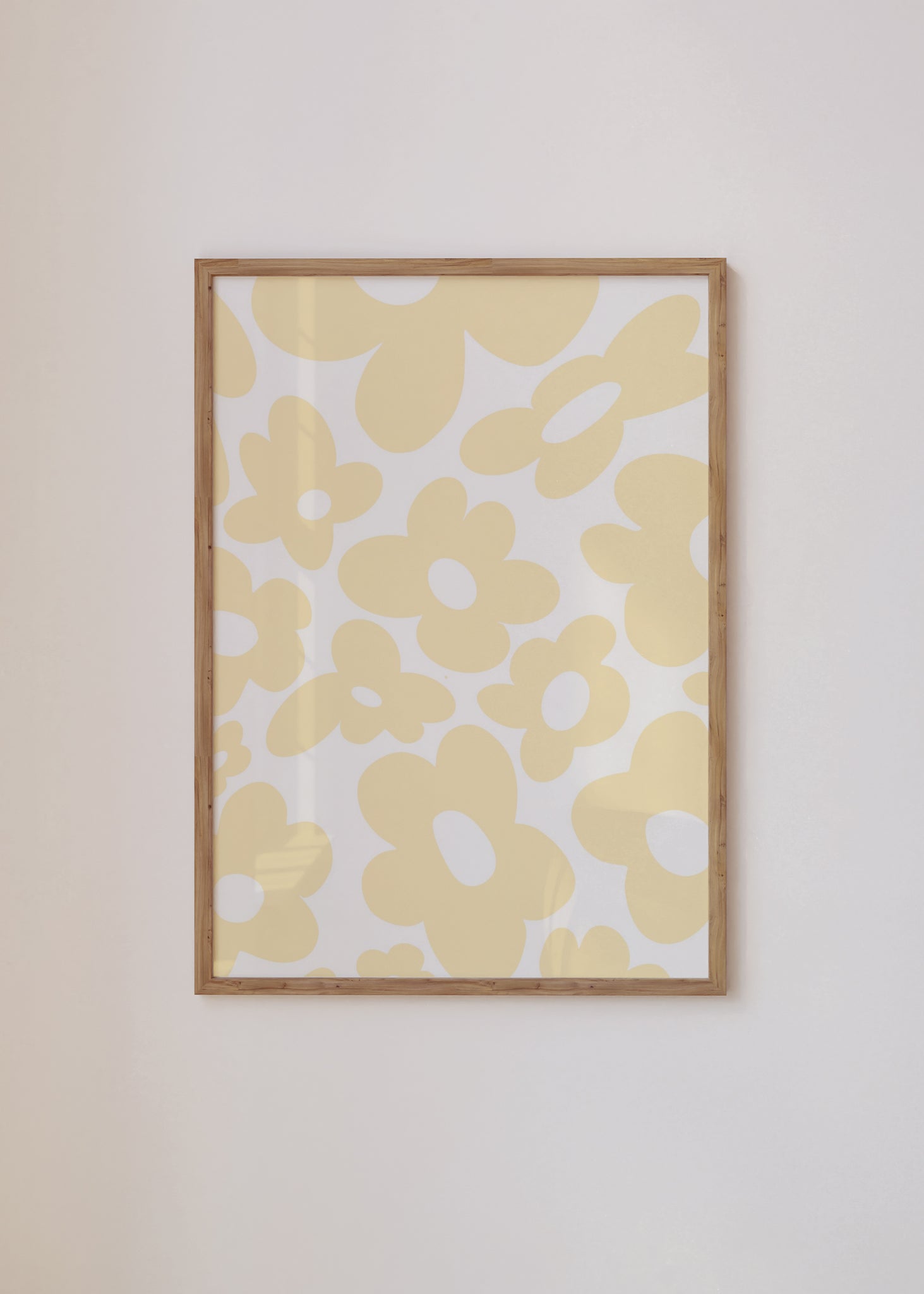 Retro flowers / Yellow Framed Print