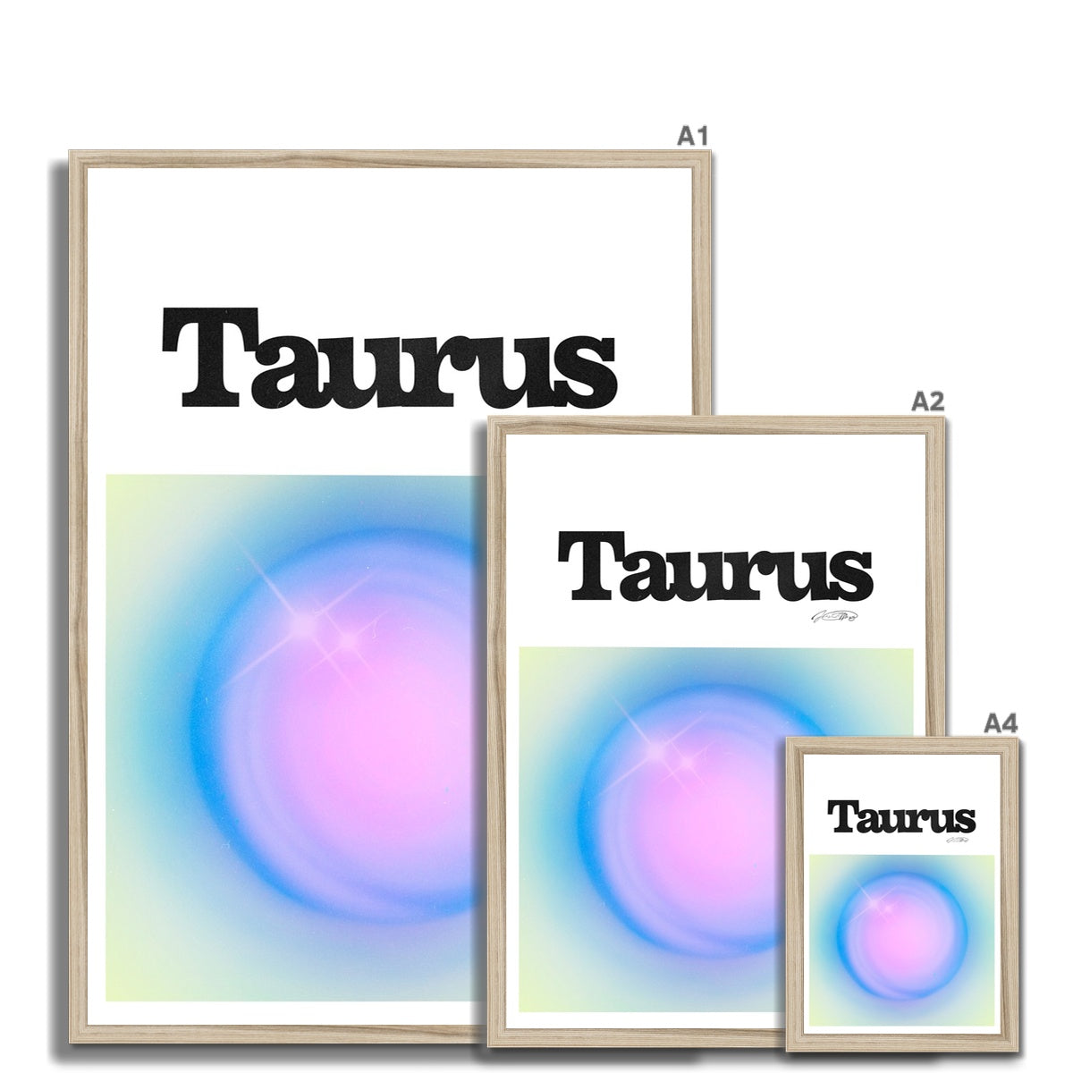 Our Taurus Aura art print is the perfect wall art to show off your star sign. Find a zodiac gradient print or poster in our astrology collection.