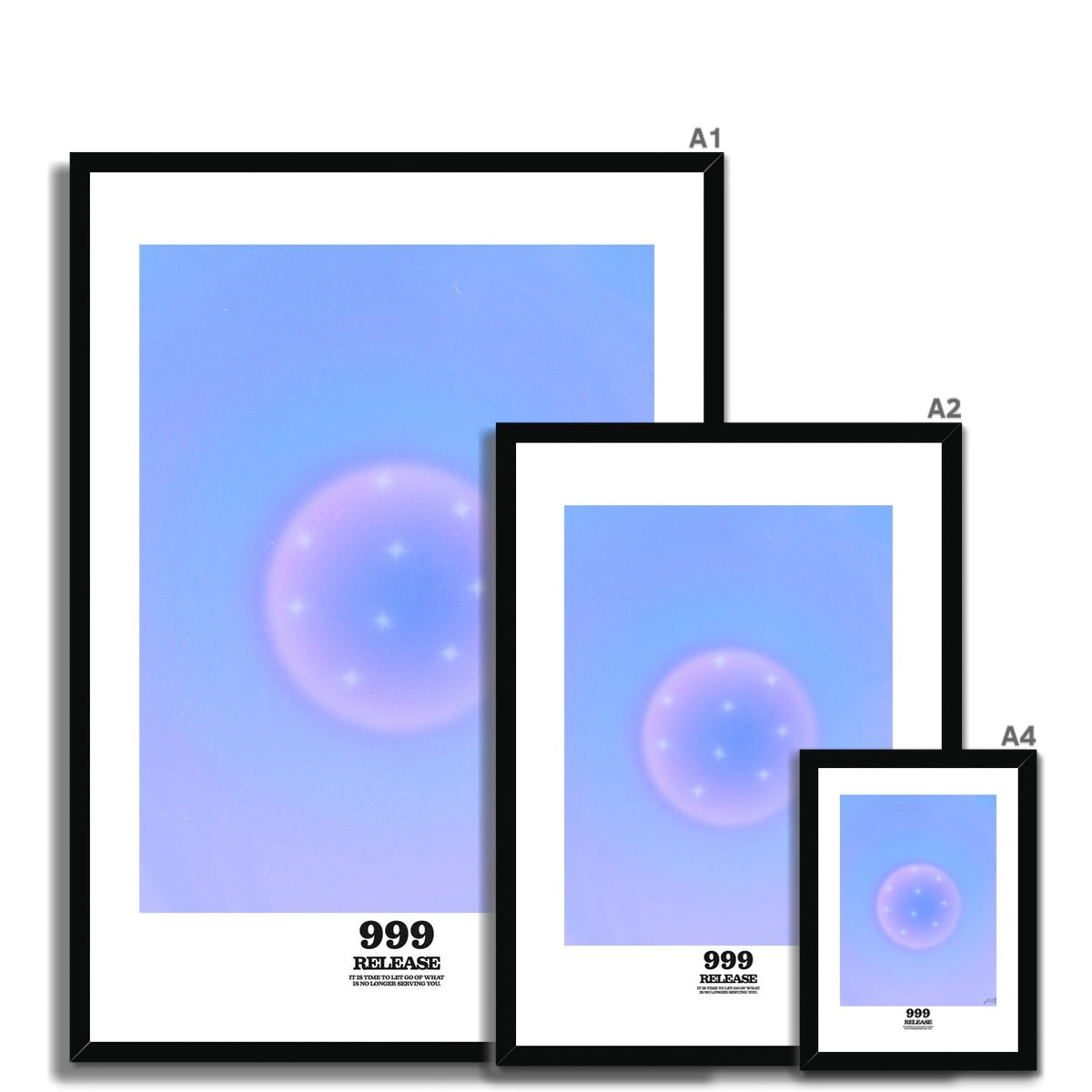 An angel number art print with a gradient aura. Add a touch of angel energy to your walls with a angel number auras. The perfect wall art posters to create a soft and dreamy aesthetic with your apartment or dorm decor. 999 Release: It’s Time To Let Go Of What’s No Longer Serving You.