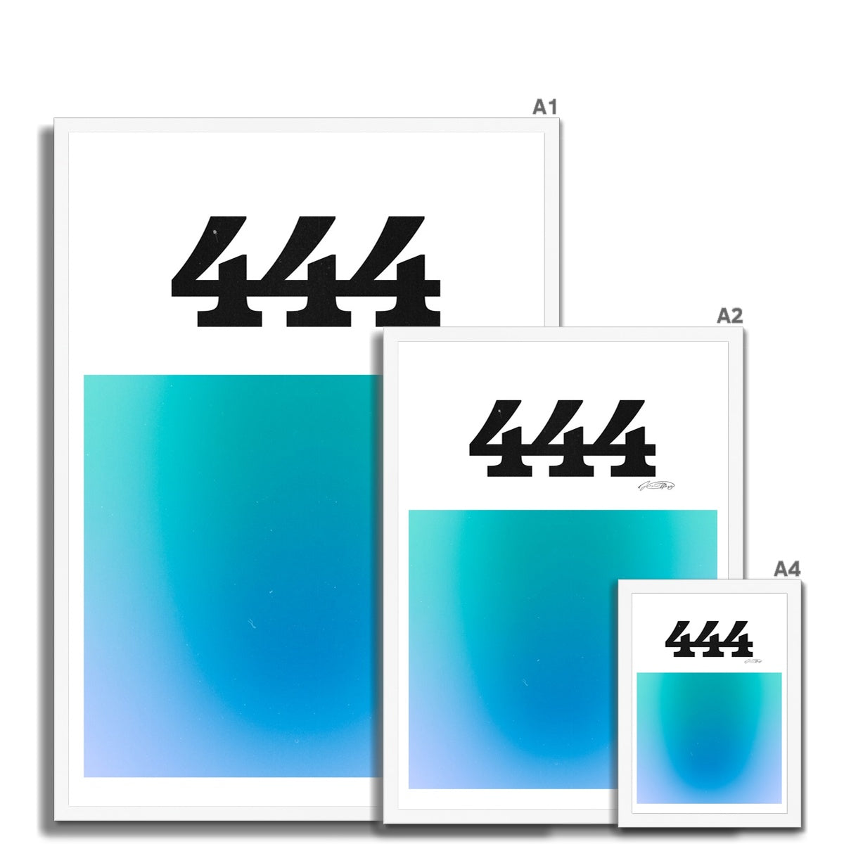 An angel number art print with a gradient aura. Add a touch of angel energy to your walls with a angel number auras. The perfect wall art posters to create a soft and dreamy aesthetic with your apartment or dorm decor. 444 Protection: The Universe And Your Spiritual Guides Are Protecting You.