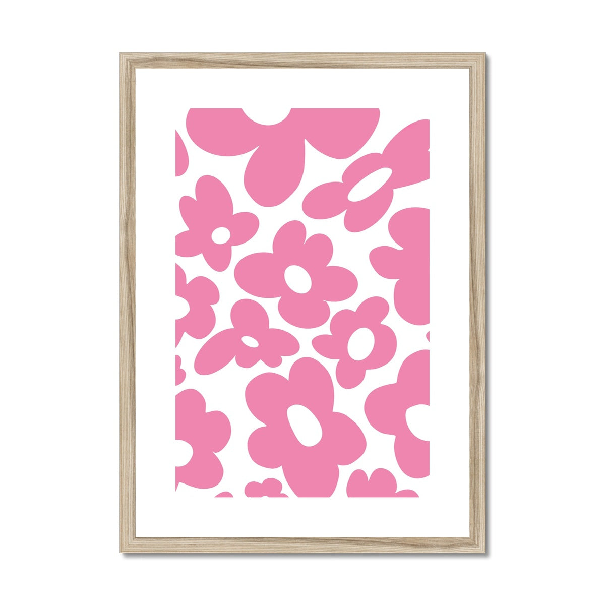 Retro flowers / Pink Framed & Mounted Print