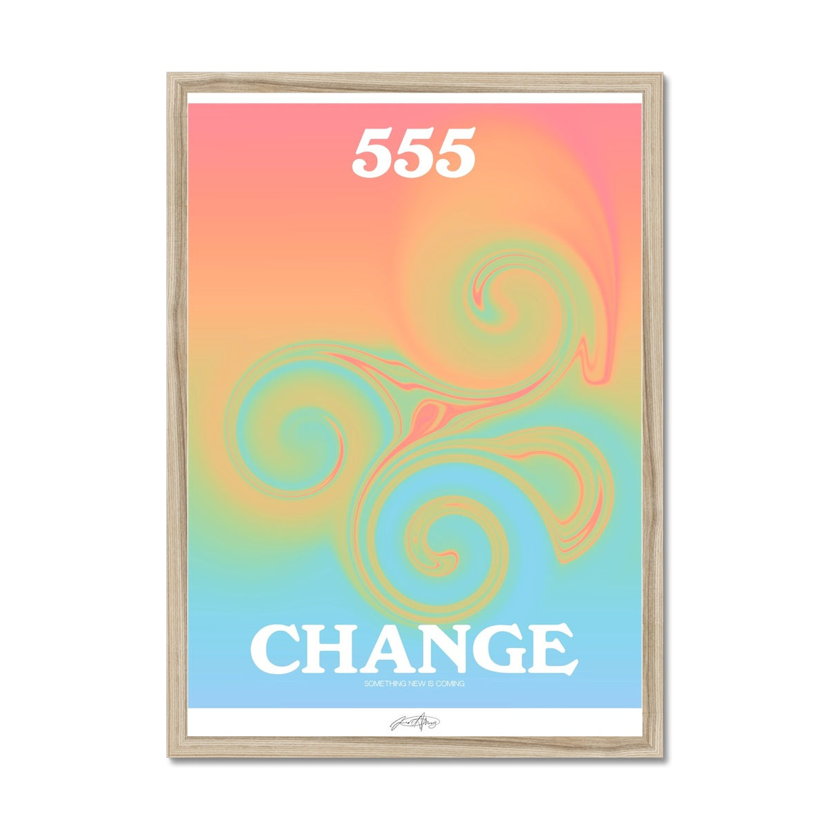 An angel number art print with a gradient aura. Add a touch of angel energy to your walls with a angel number auras. The perfect wall art posters to create a soft and dreamy aesthetic with your apartment or dorm decor. 555 Change: Something New Is Coming.