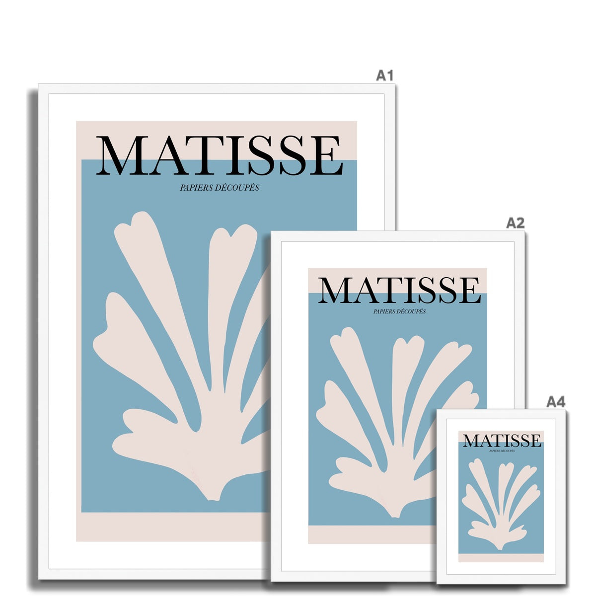 © les muses / Matisse wall art prints featuring flora cut outs or "Papiers Découpés" in a danish pastel style. Matisse exhibition posters with paper cut-outs. Berggruen & Cie museum prints for your gallery wall.