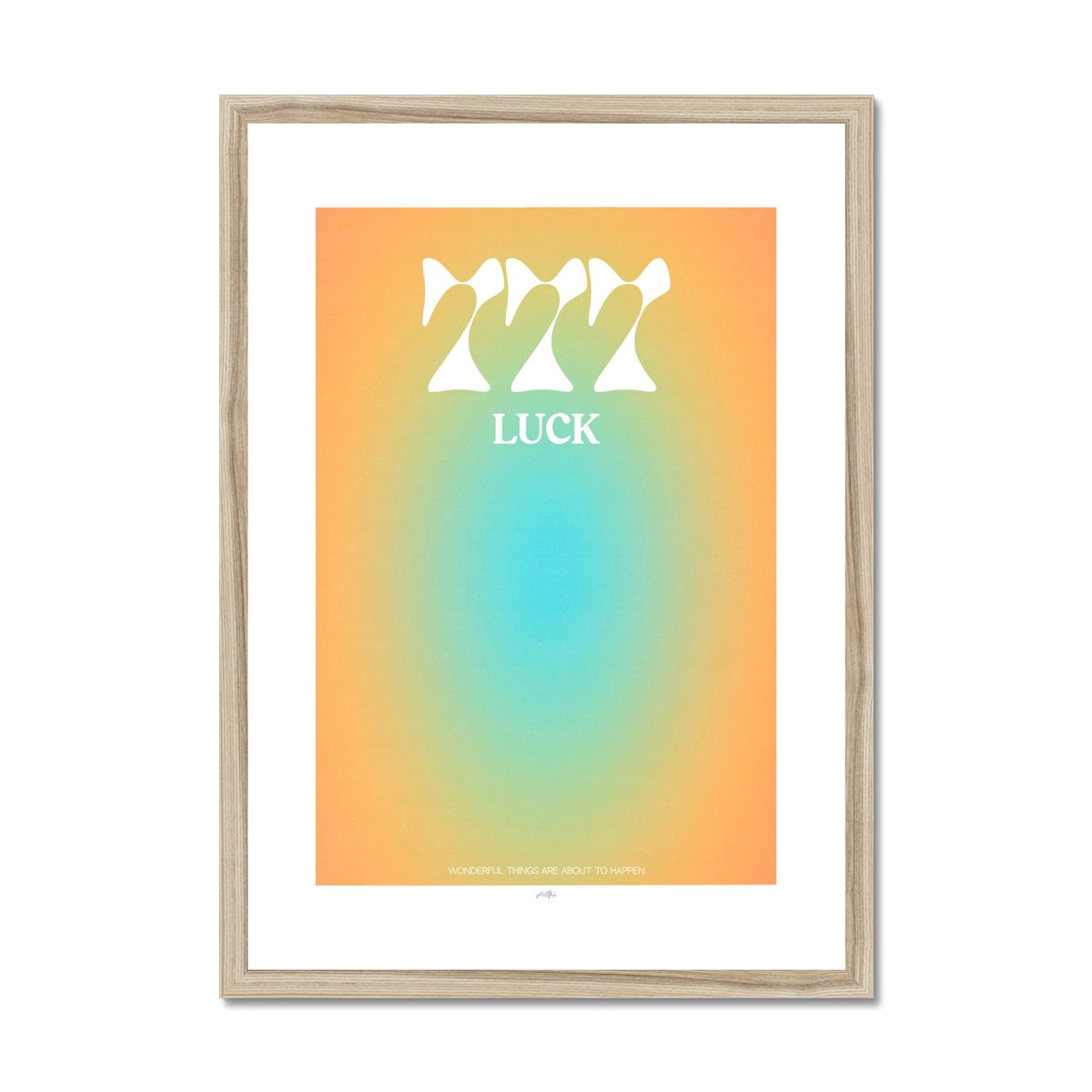 An angel number art print with a gradient aura. Add a touch of angel energy to your walls with a angel number auras. The perfect wall art posters to create a soft and dreamy aesthetic with your apartment or dorm decor. 777 Luck: Wonderful Things Are About To Happen