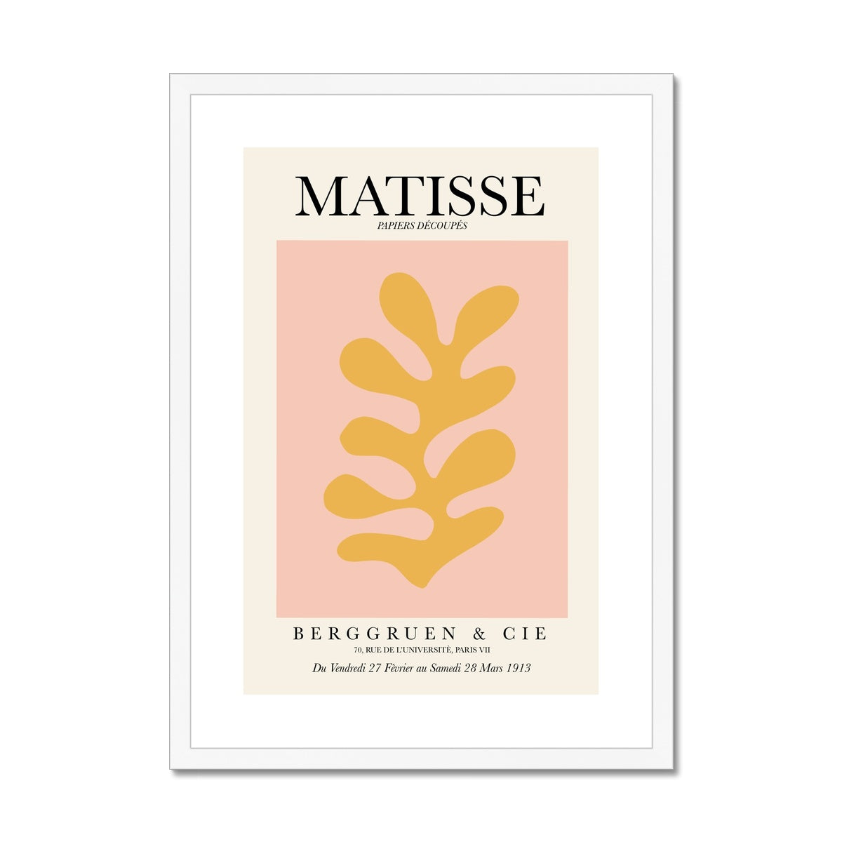 © les muses / Matisse wall art prints featuring flora cut outs or "Papiers Découpés" in a danish pastel style. Matisse exhibition posters with paper cut-outs. Berggruen & Cie museum prints for your gallery wall.